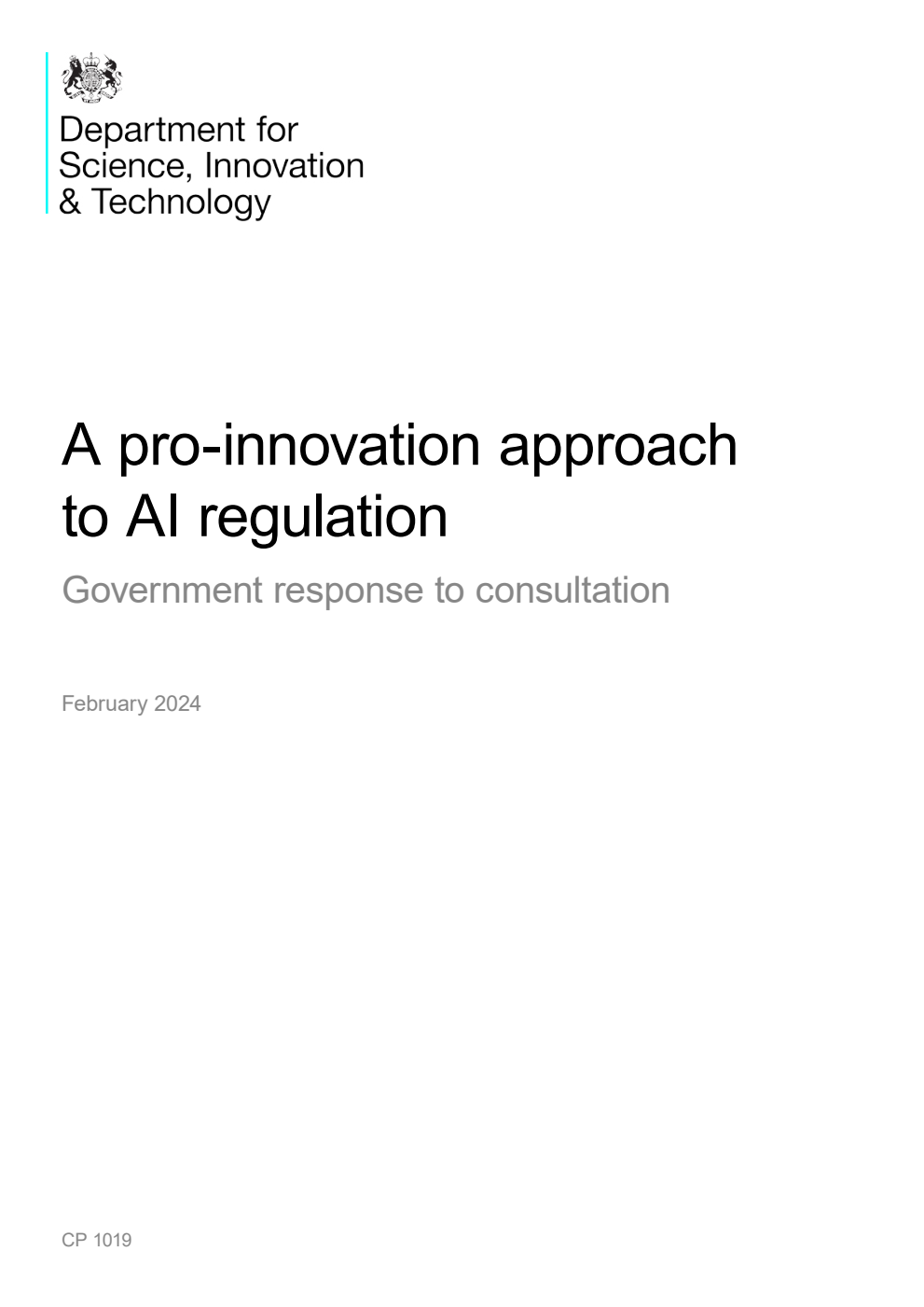 A pro-innovation approach to AI regulation: Government response to consultation