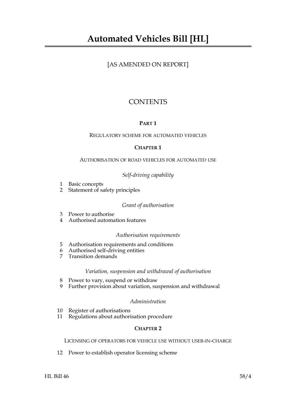 Automated Vehicles Bill [as amended on Report]