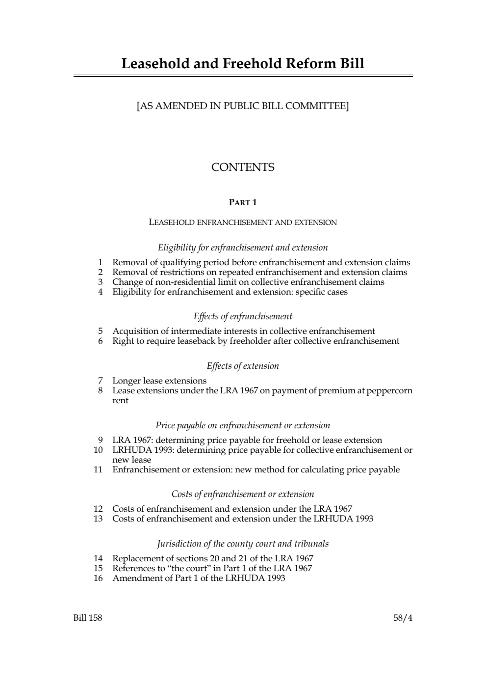 Leasehold and Freehold Reform Bill [as amended in Public Bill Committee]