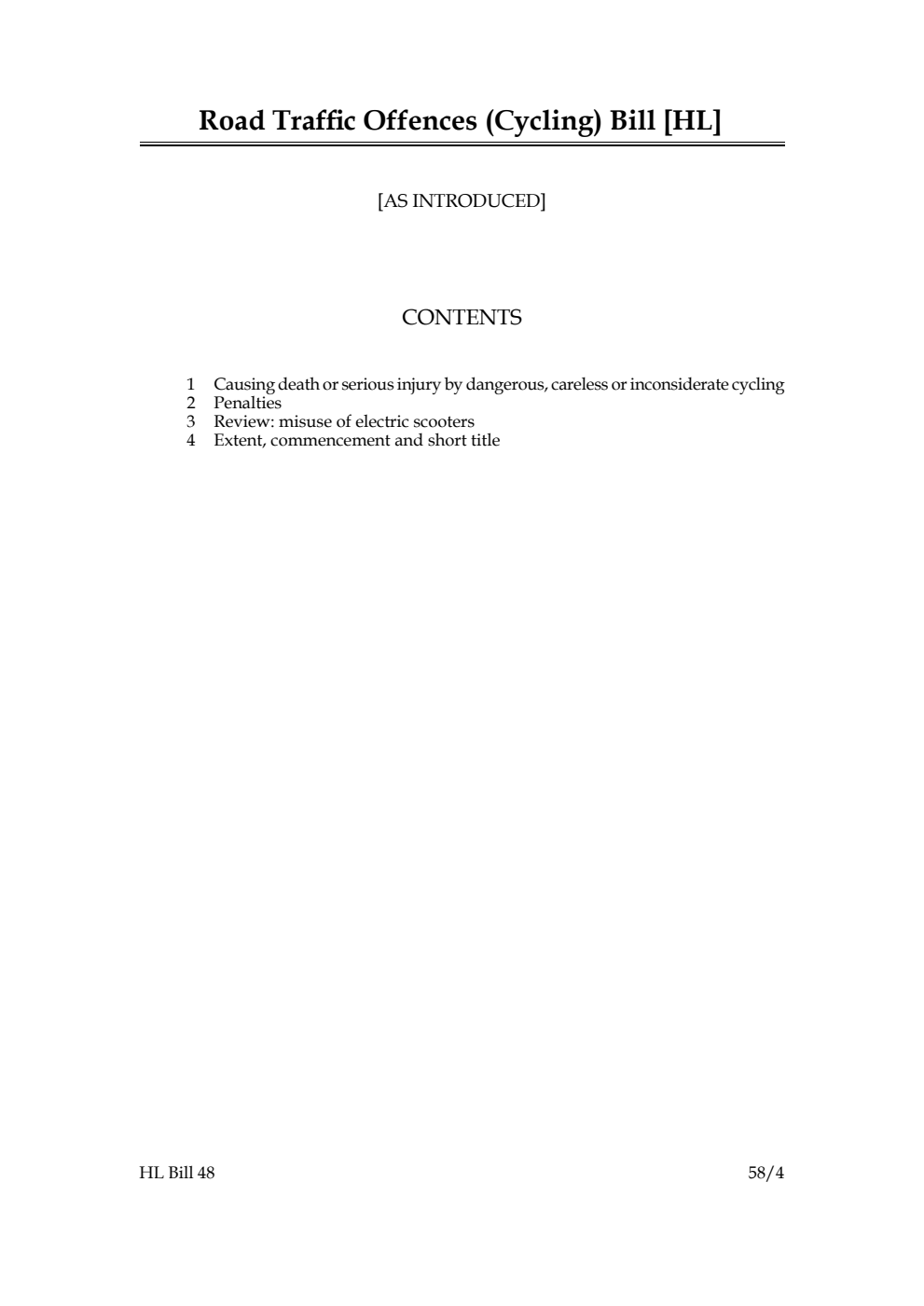 Road Traffic Offences (Cycling) Bill