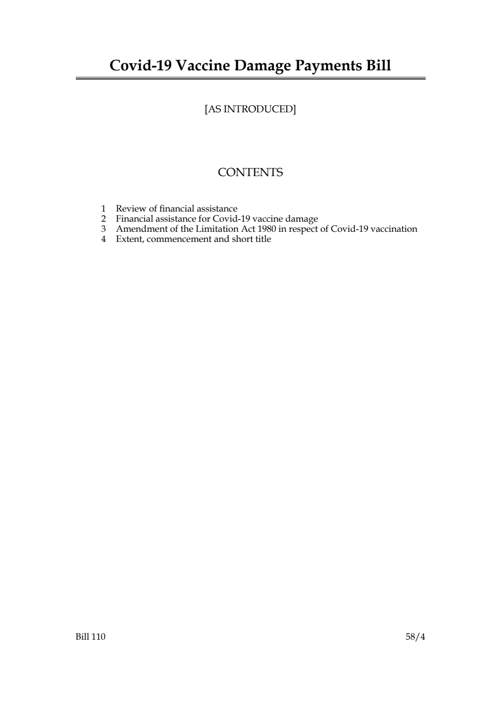 Covid-19 Vaccine Damage Payments Bill