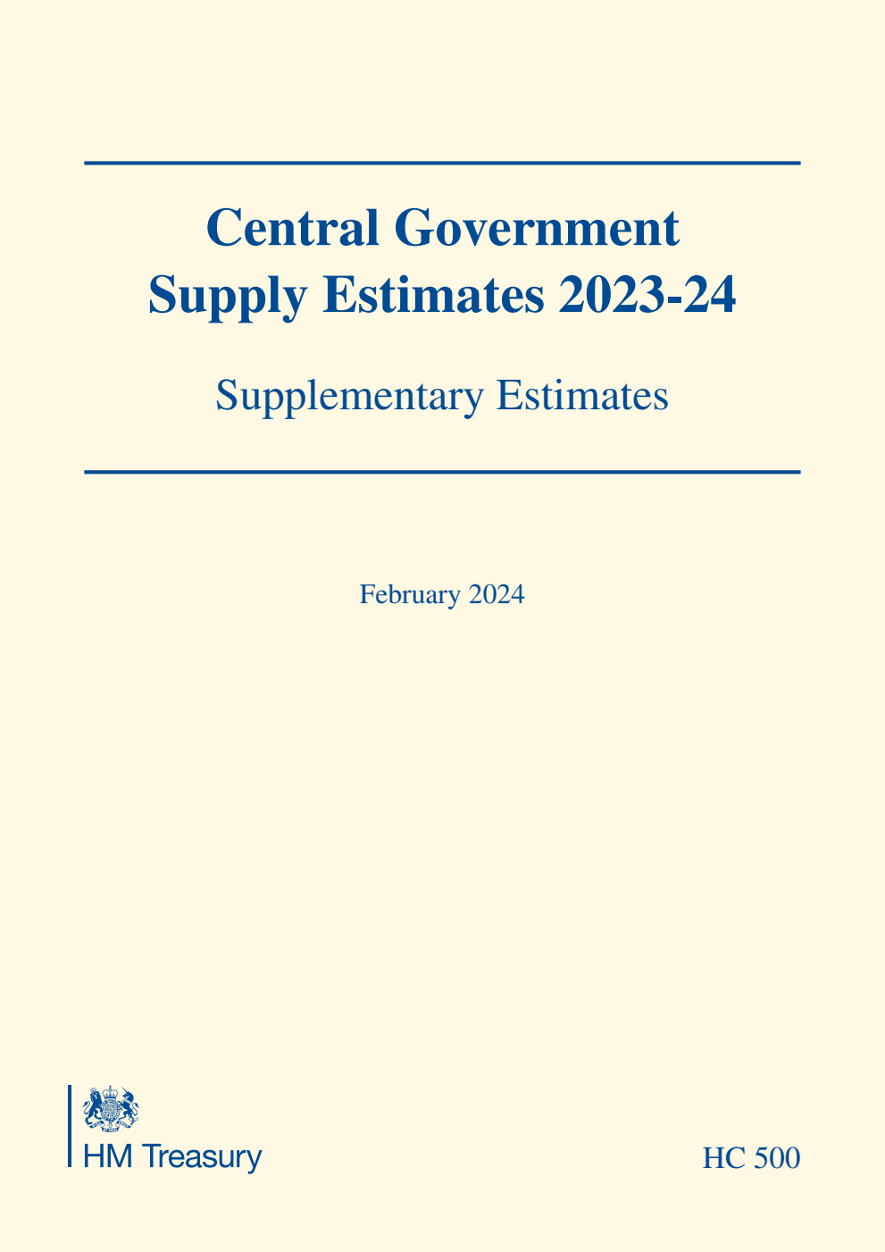 Central Government Supply Estimates 2023-24: Supplementary Estimates for the year ending 31 March 2024