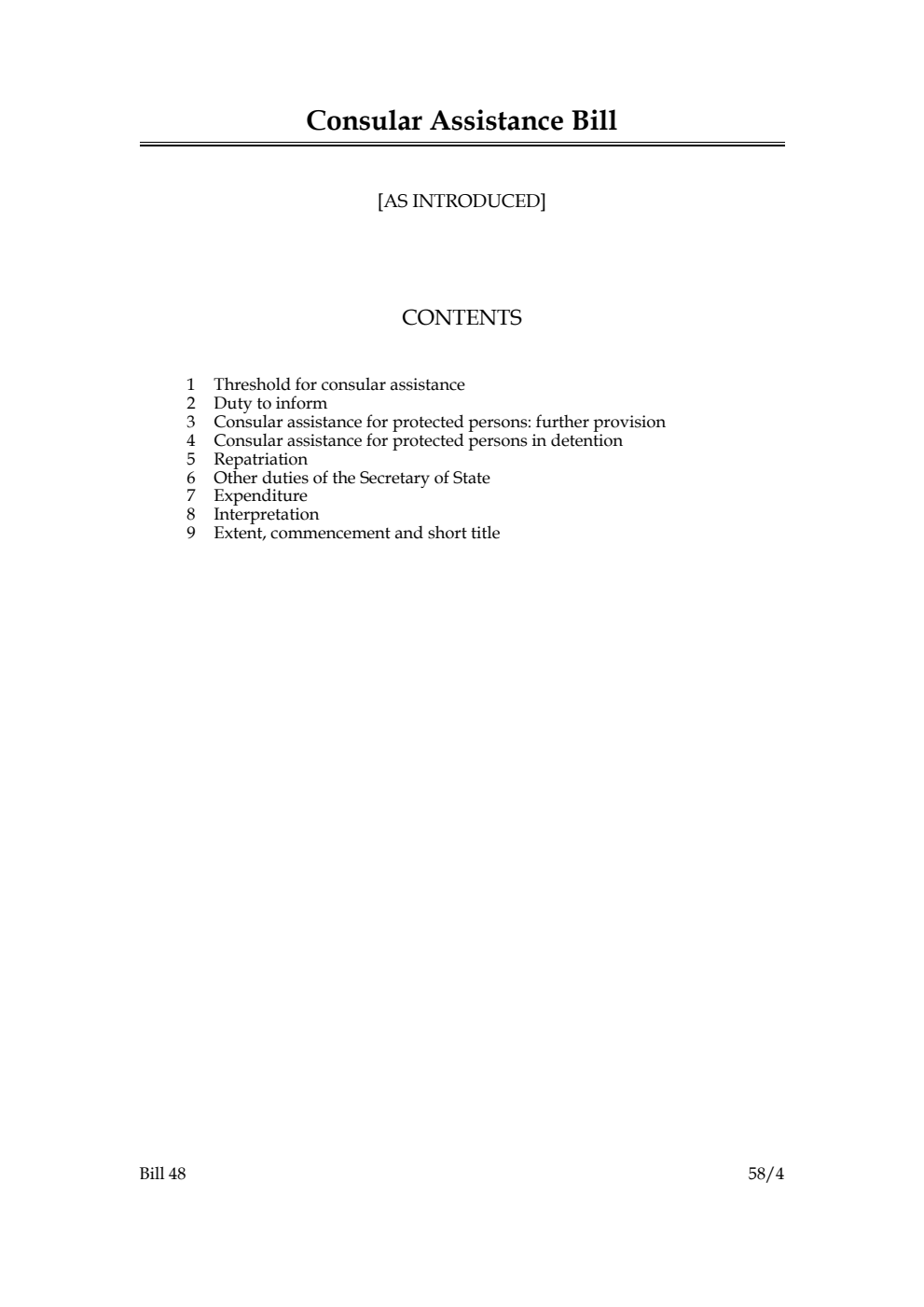 Consular Assistance Bill