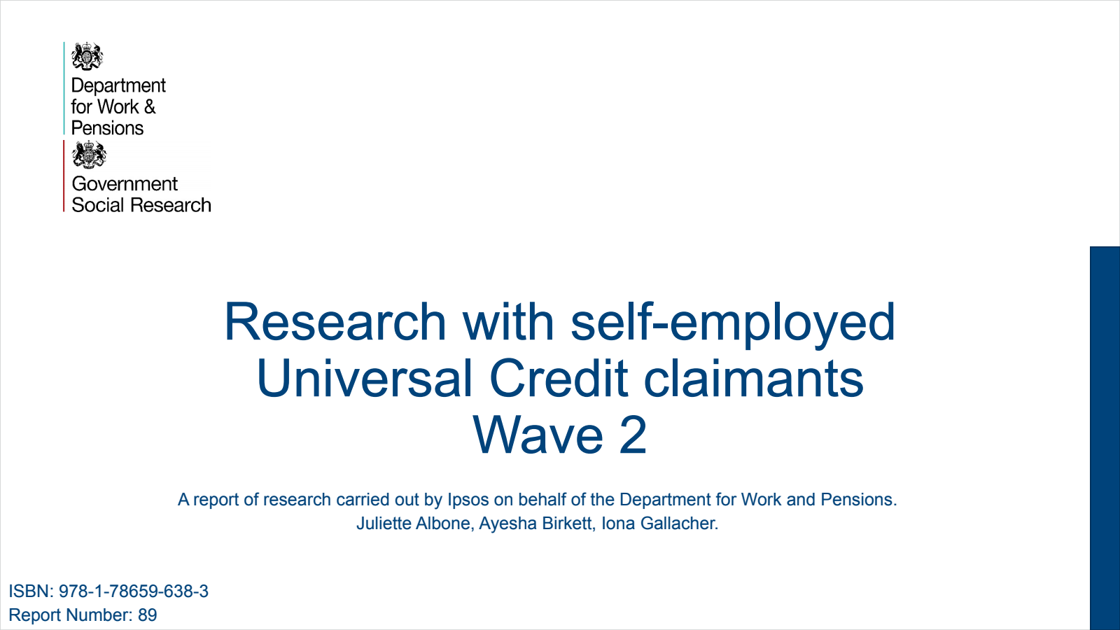 Ad hoc Research Report 89 Research with self-employed Universal Credit claimants - Wave 2