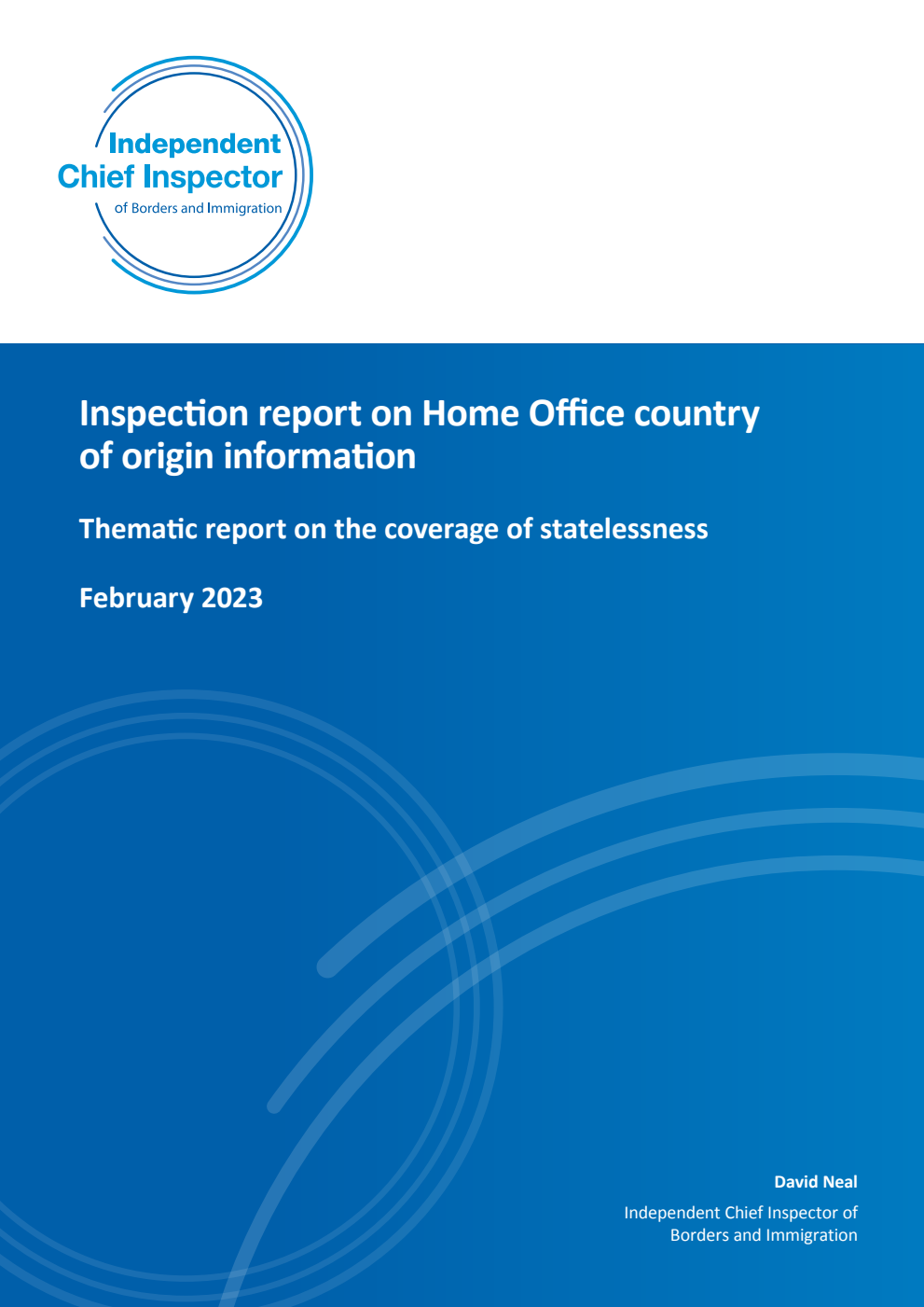 Inspection report on Home Office country of origin information - Thematic report on the coverage of statelessness February 2023