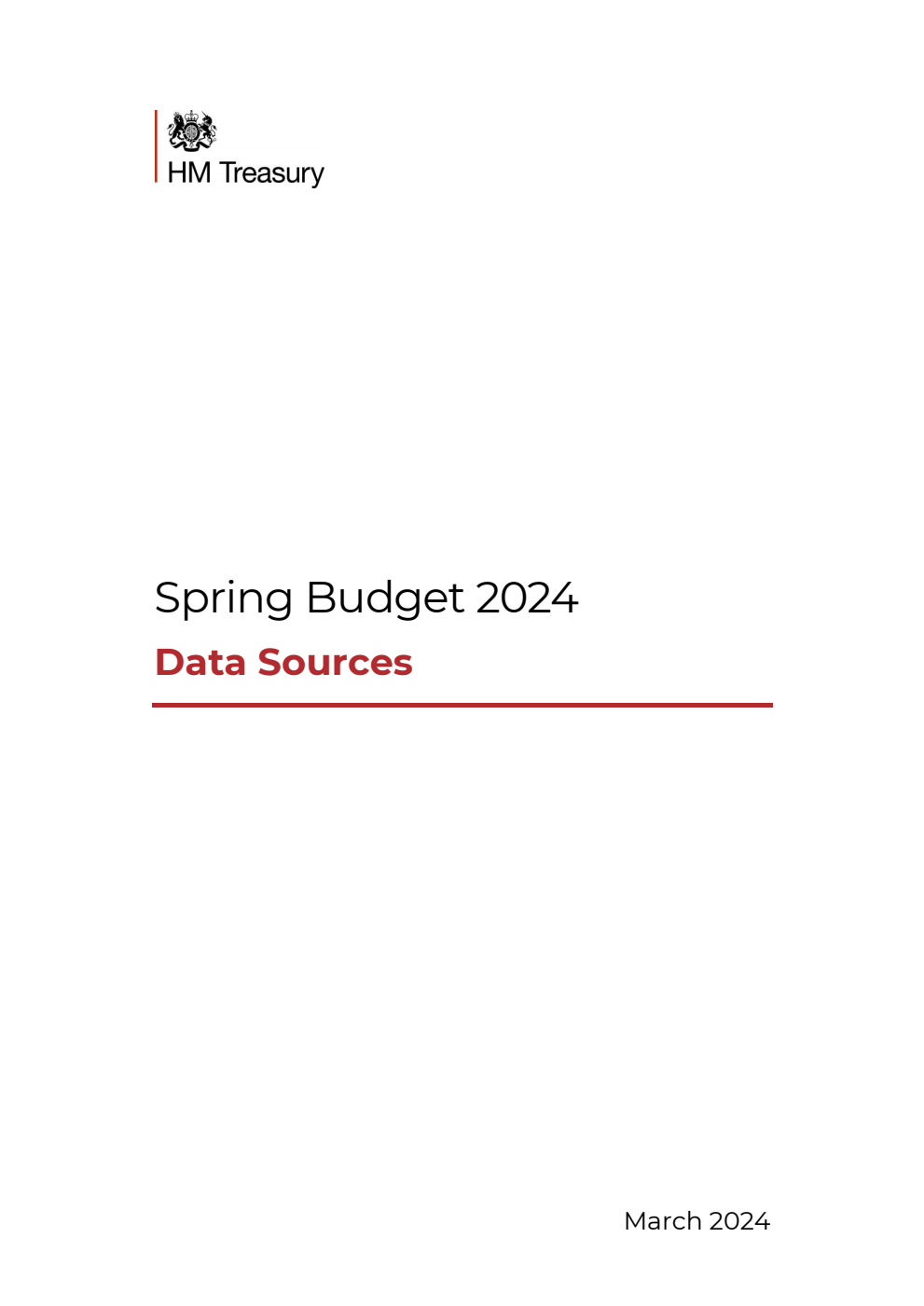 Spring Budget 2024. Data Sources