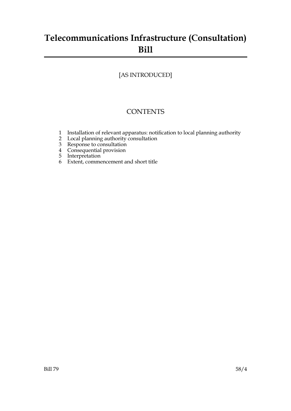 Telecommunications Infrastructure (Consultation) Bill
