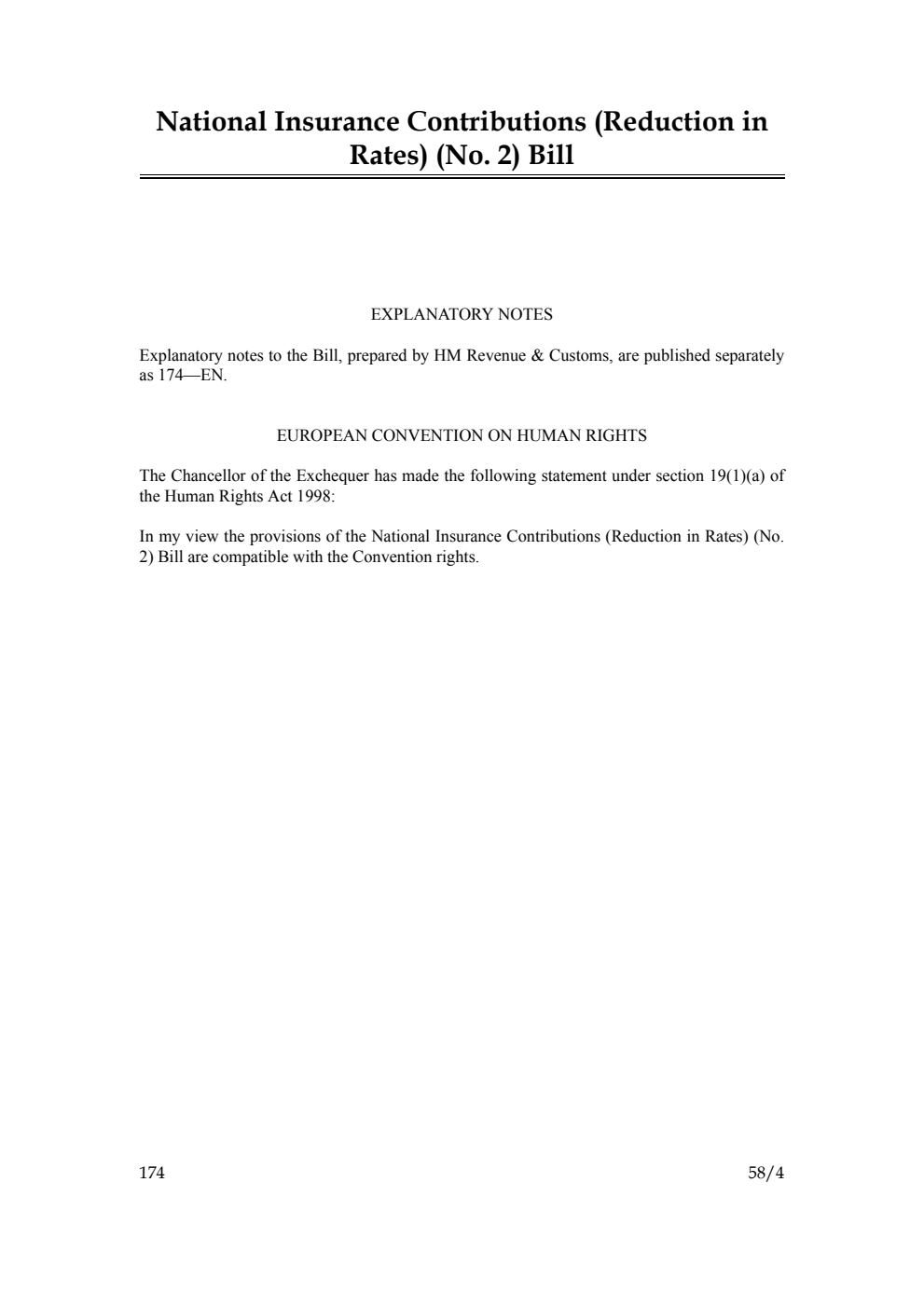 National Insurance Contributions (Reduction in Rates) (No. 2) Bill