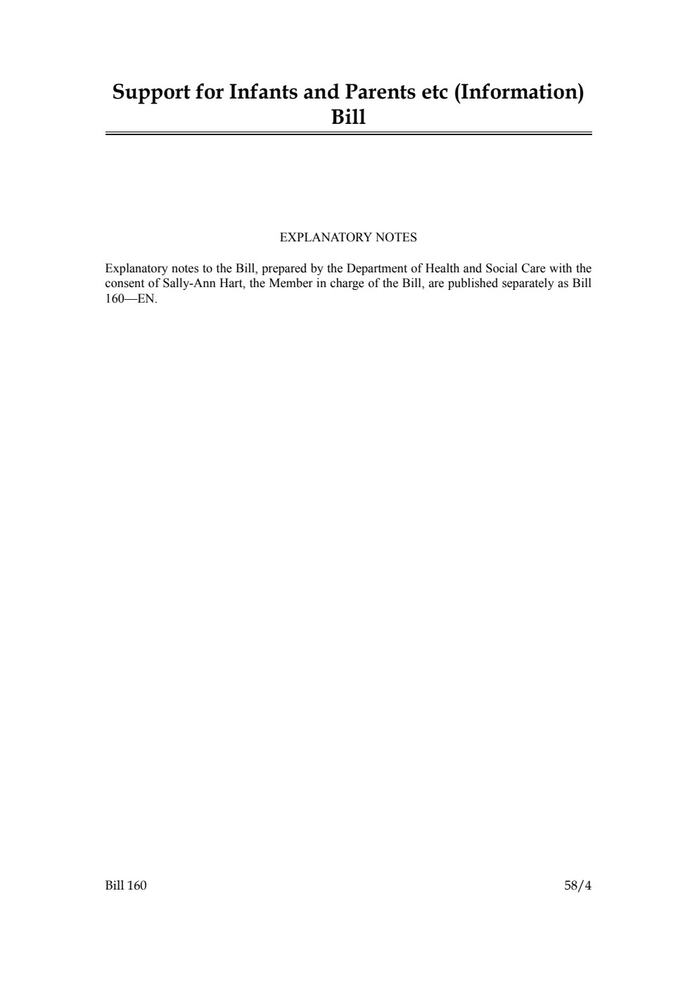 Support for Infants and Parents etc (Information) Bill