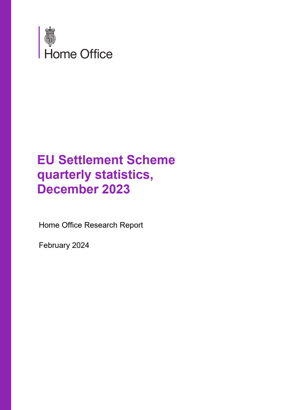 Home Office Research Report EU Settlement Scheme quarterly statistics, December 2023