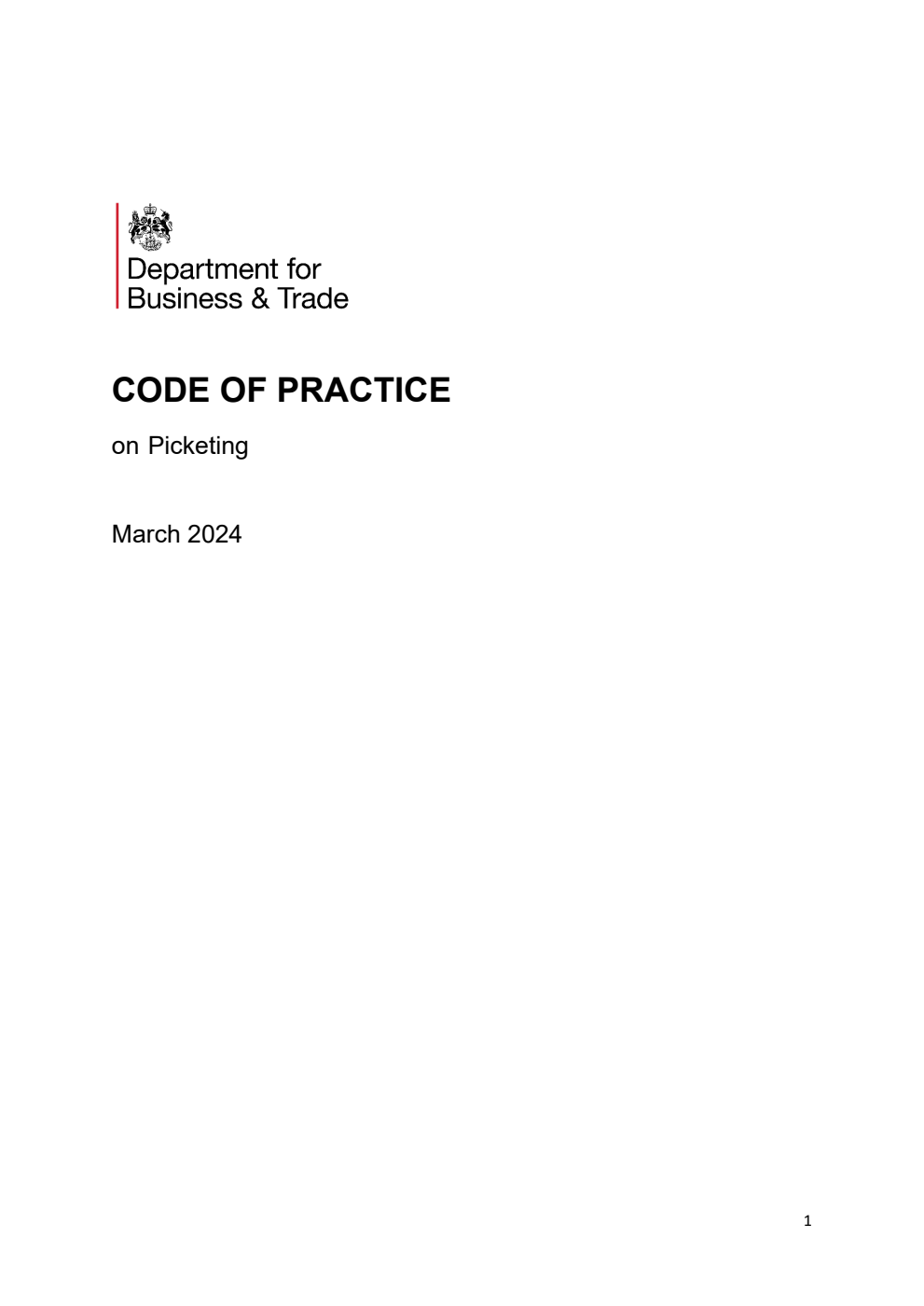 Code of Practice on Picketing. March 2024