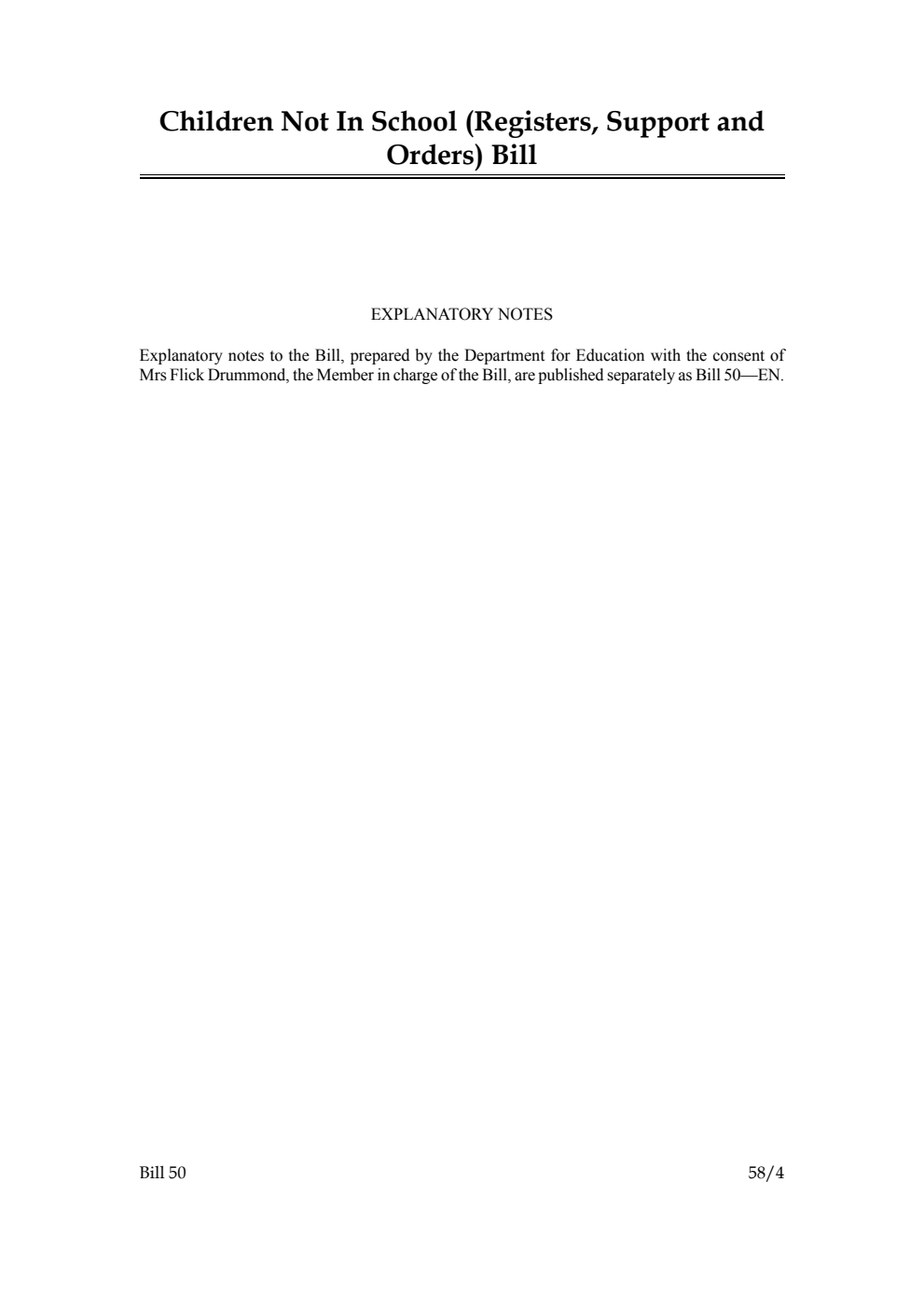 Children Not in School (Registers, Support and Orders) Bill