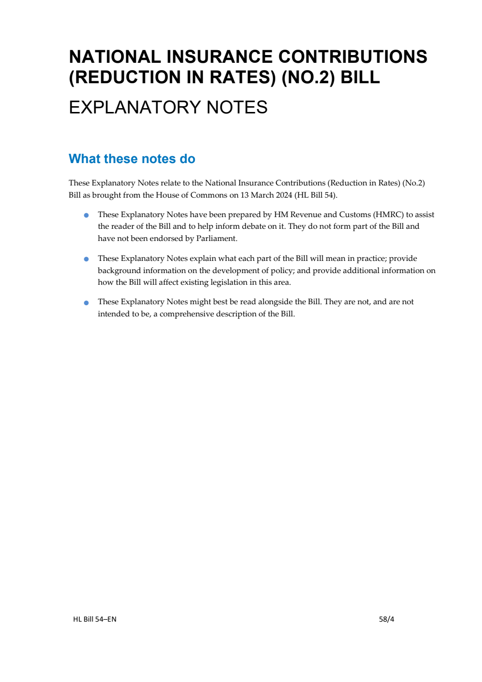 National Insurance Contributions (Reduction in Rates) (No. 2) Bill Explanatory Notes