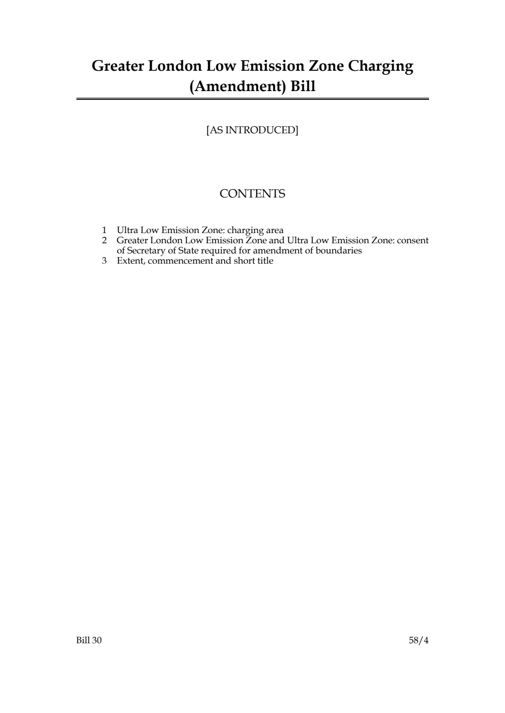 Greater London Low Emission Zone Charging (Amendment) Bill