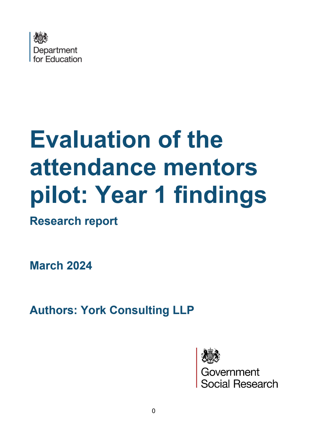 DFE-RR1410 Evaluation of the attendance mentors pilot: Year 1 findings. Research report. March 2024