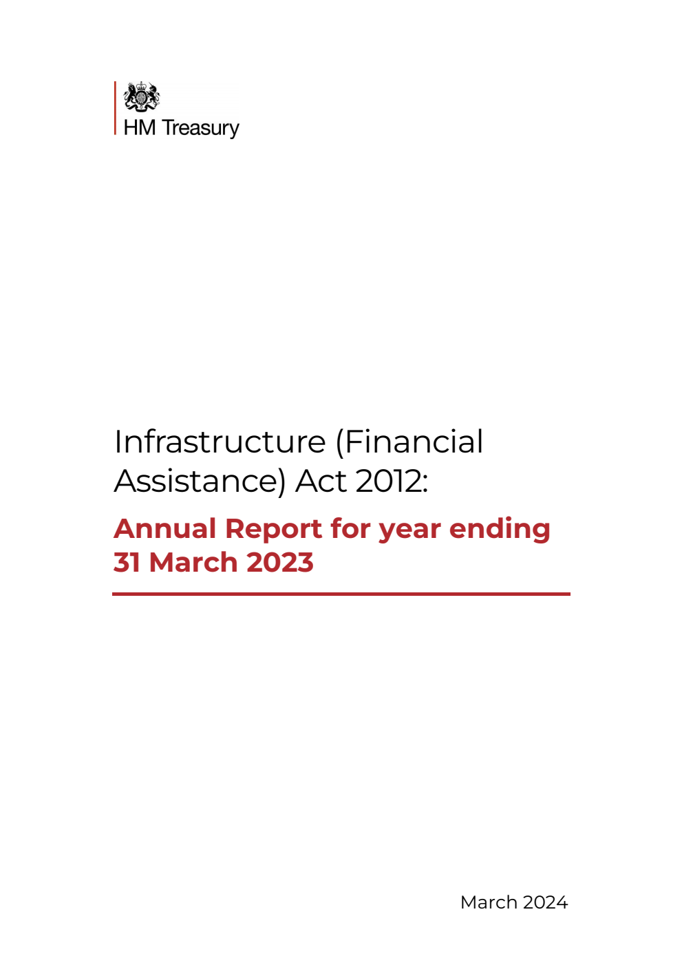 Infrastructure (Financial Assistance) Act 2012: Annual Report for year ending 31 March 2023