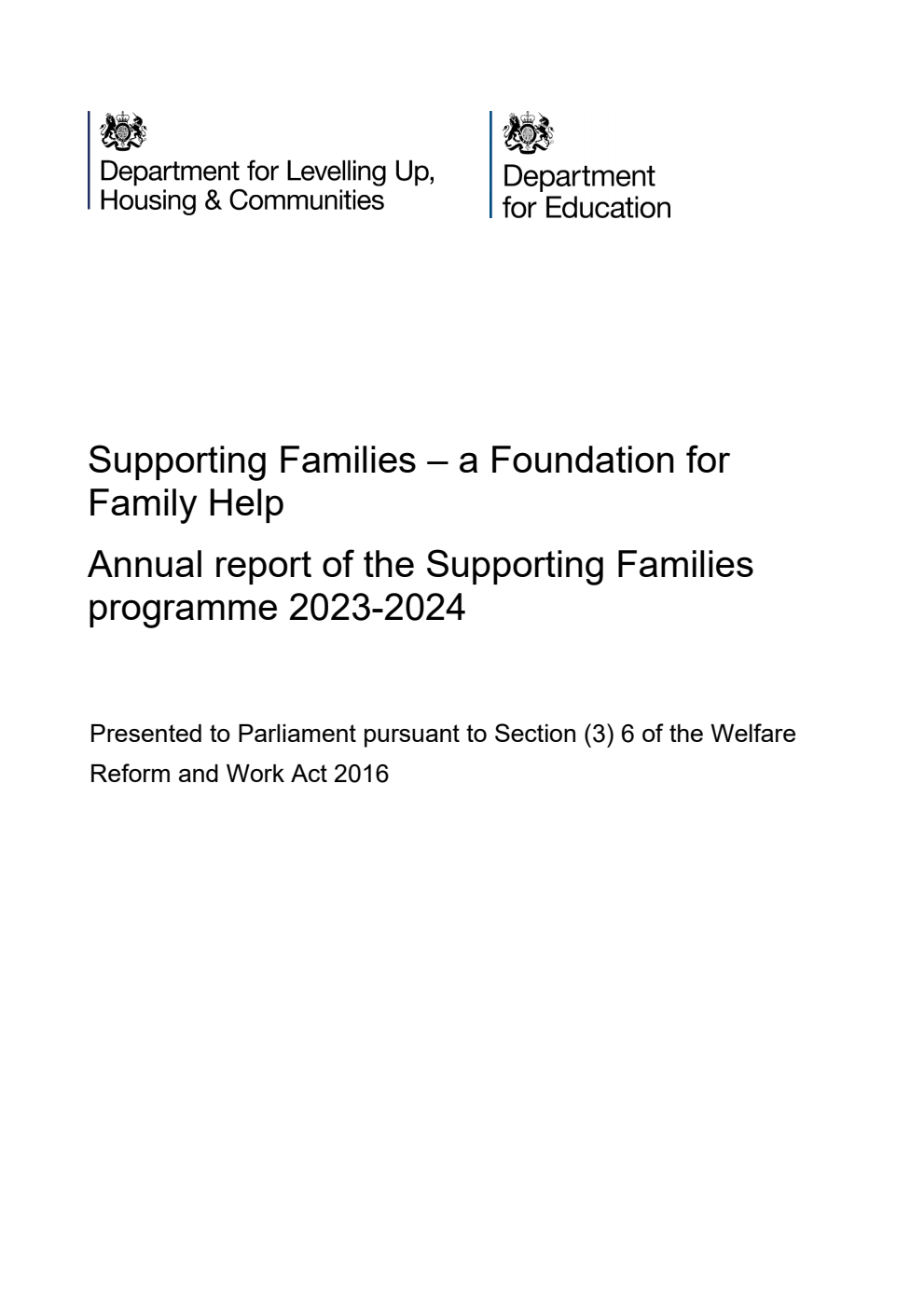 Supporting Families – a Foundation for Family Help. Annual report of the Supporting Families programme 2023-2024