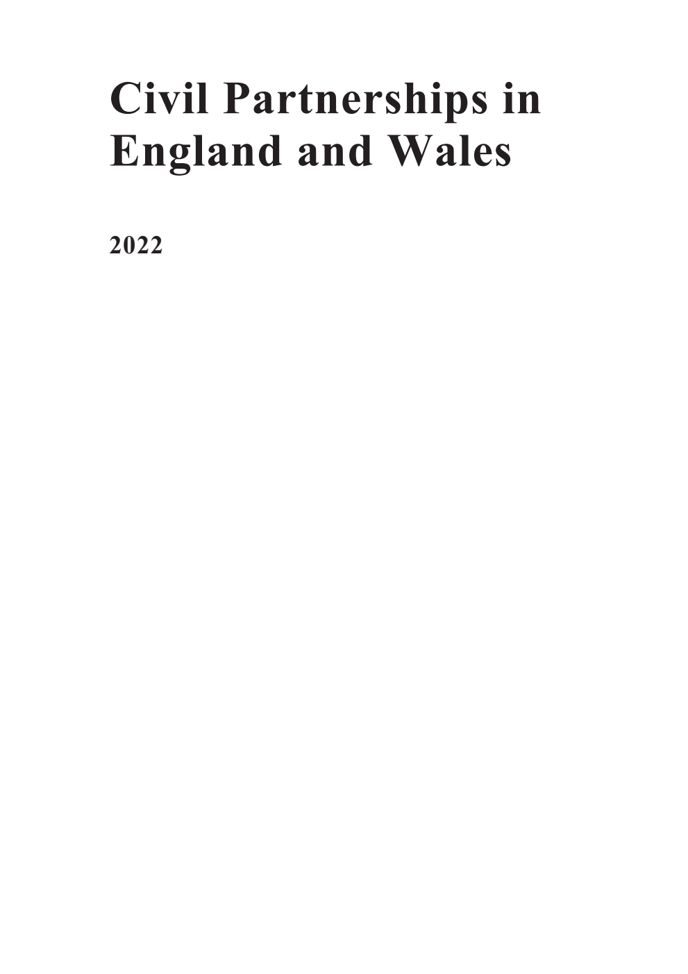 Civil Partnerships in England and Wales 2022