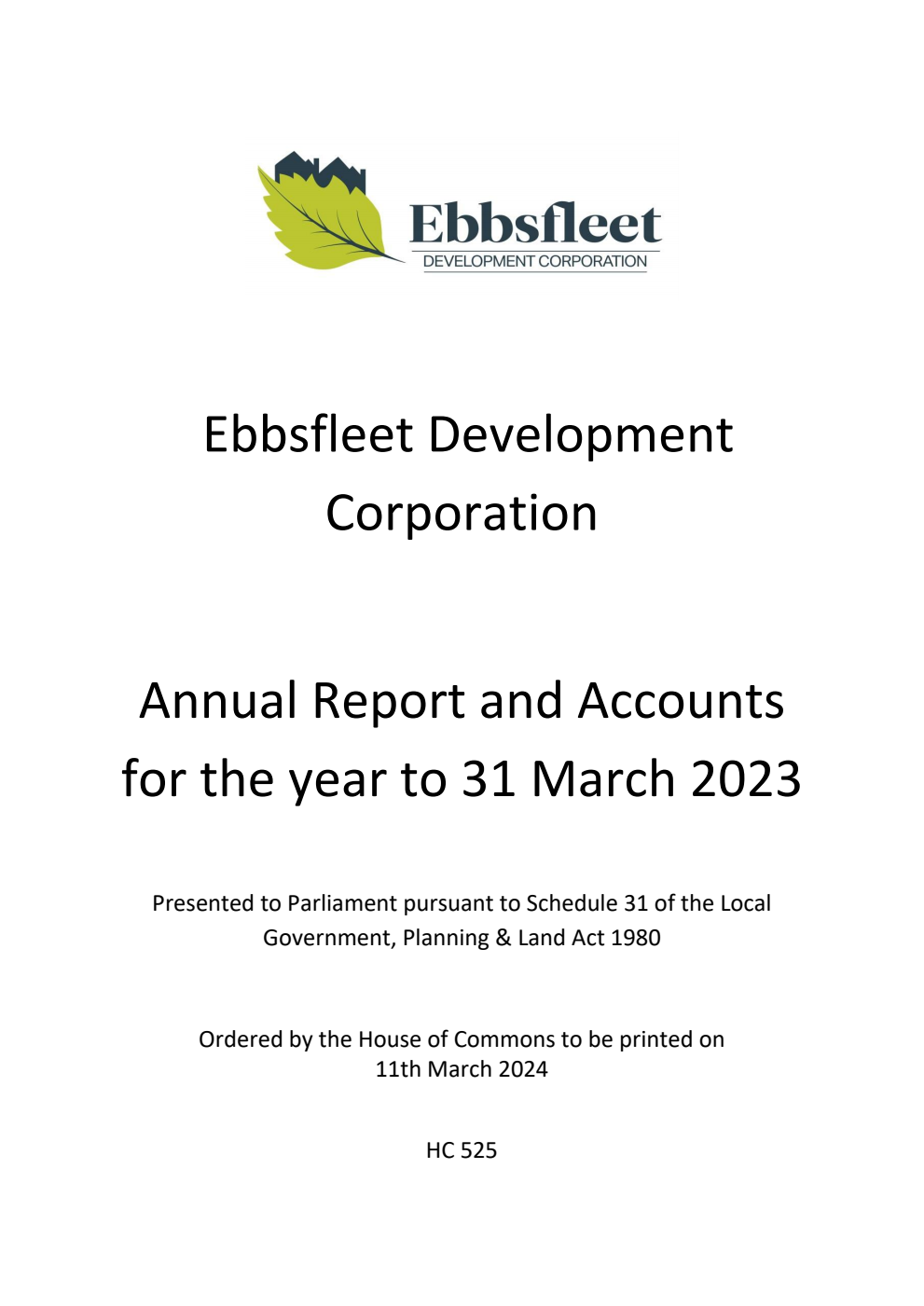 The Ebbsfleet Development Corporation Annual Report and Accounts for the year to 31 March 2023