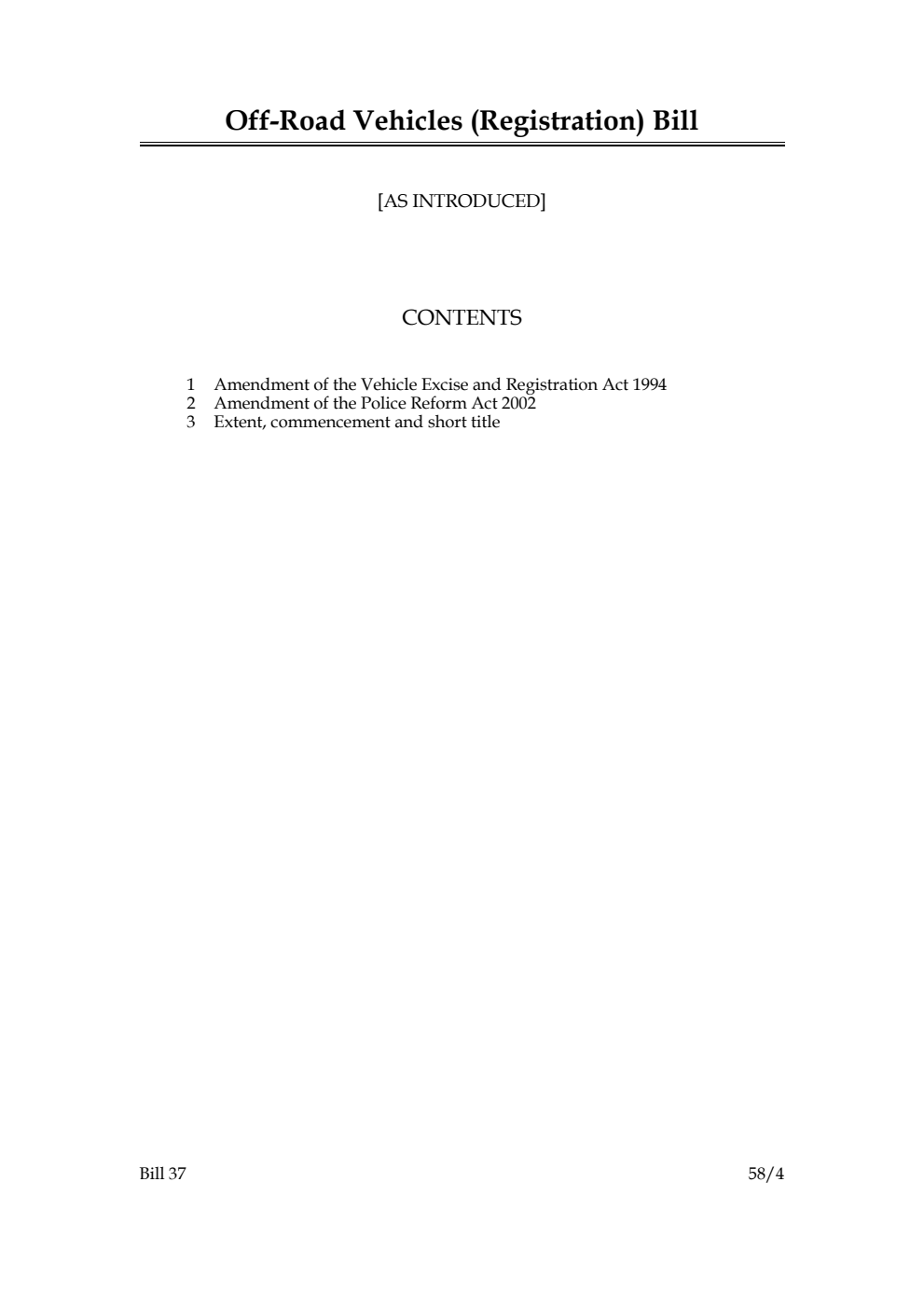 Off-Road Vehicles (Registration) Bill