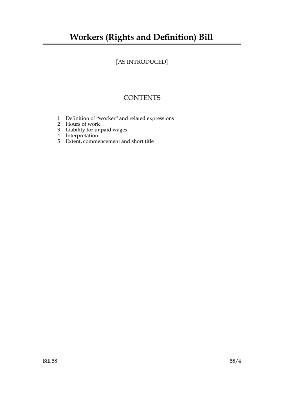 Workers (Rights and Definition) Bill