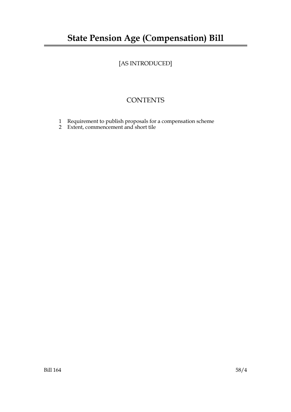 State Pension Age (Compensation) Bill