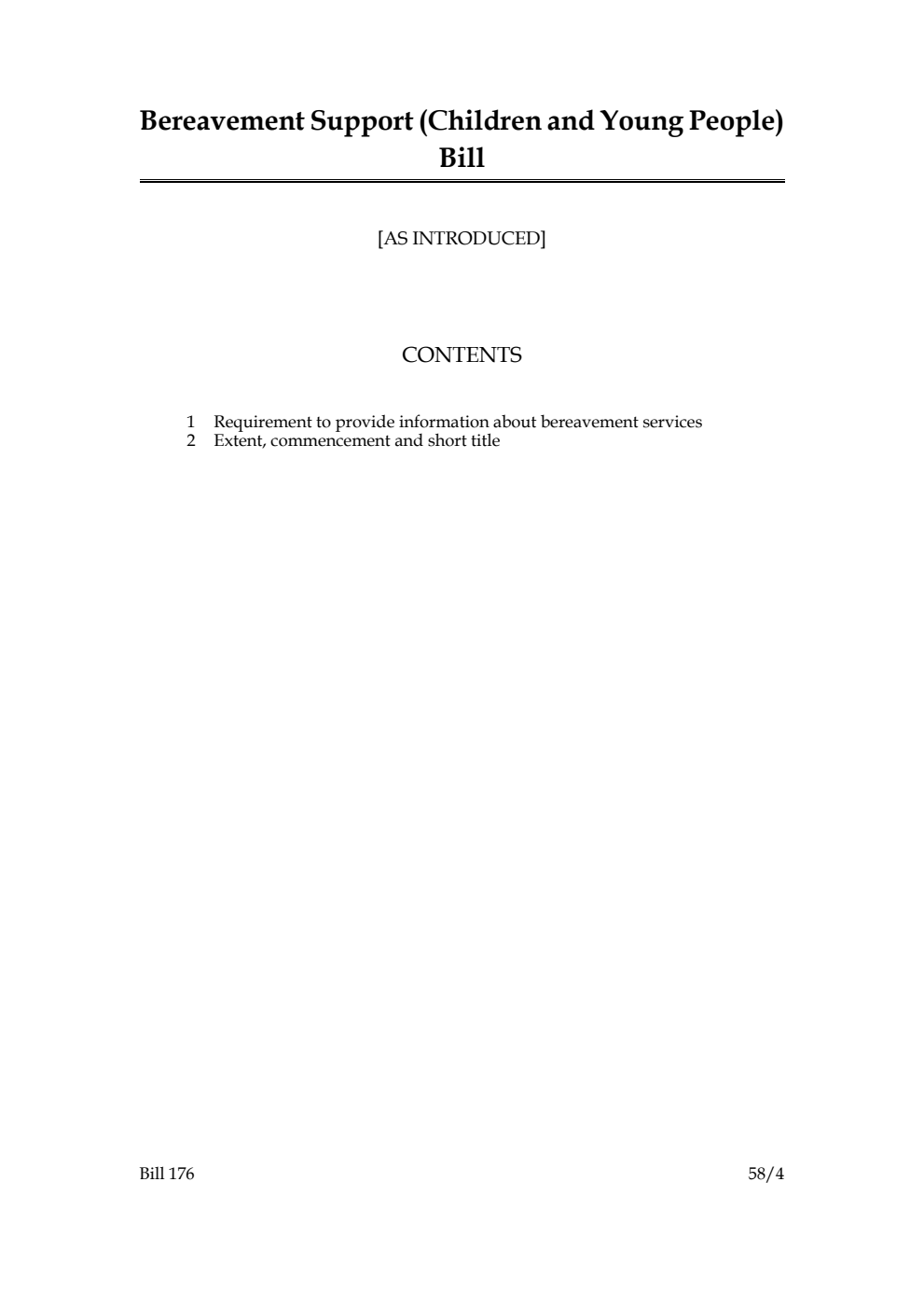 Bereavement Support (Children and Young People) Bill 