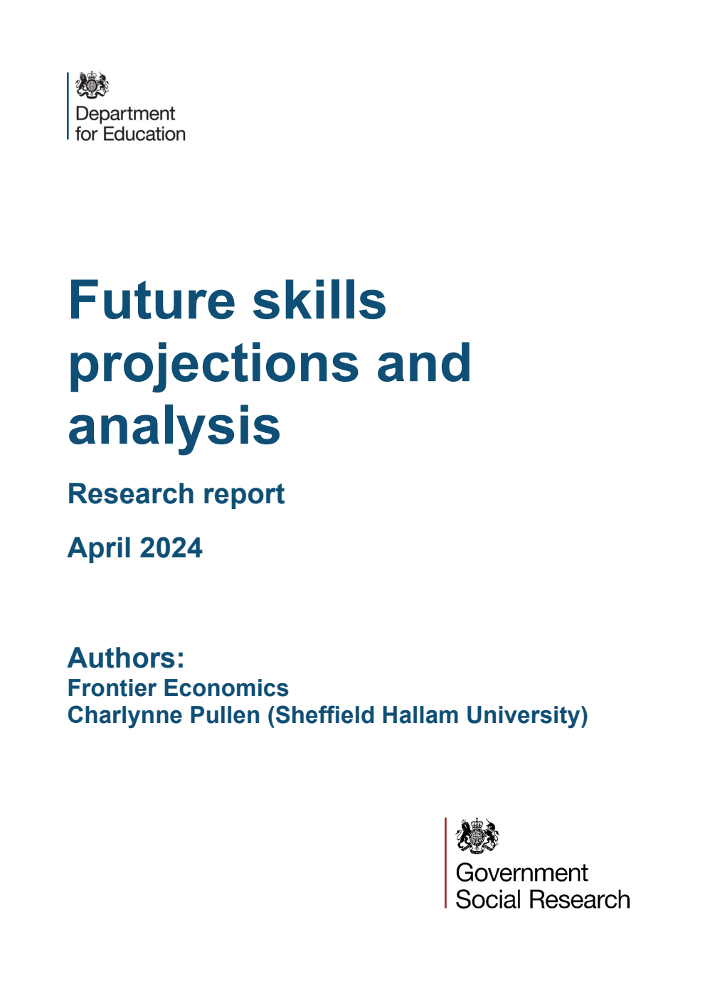 DFE-RR1419 Future skills projections and analysis. Research report. April 2024