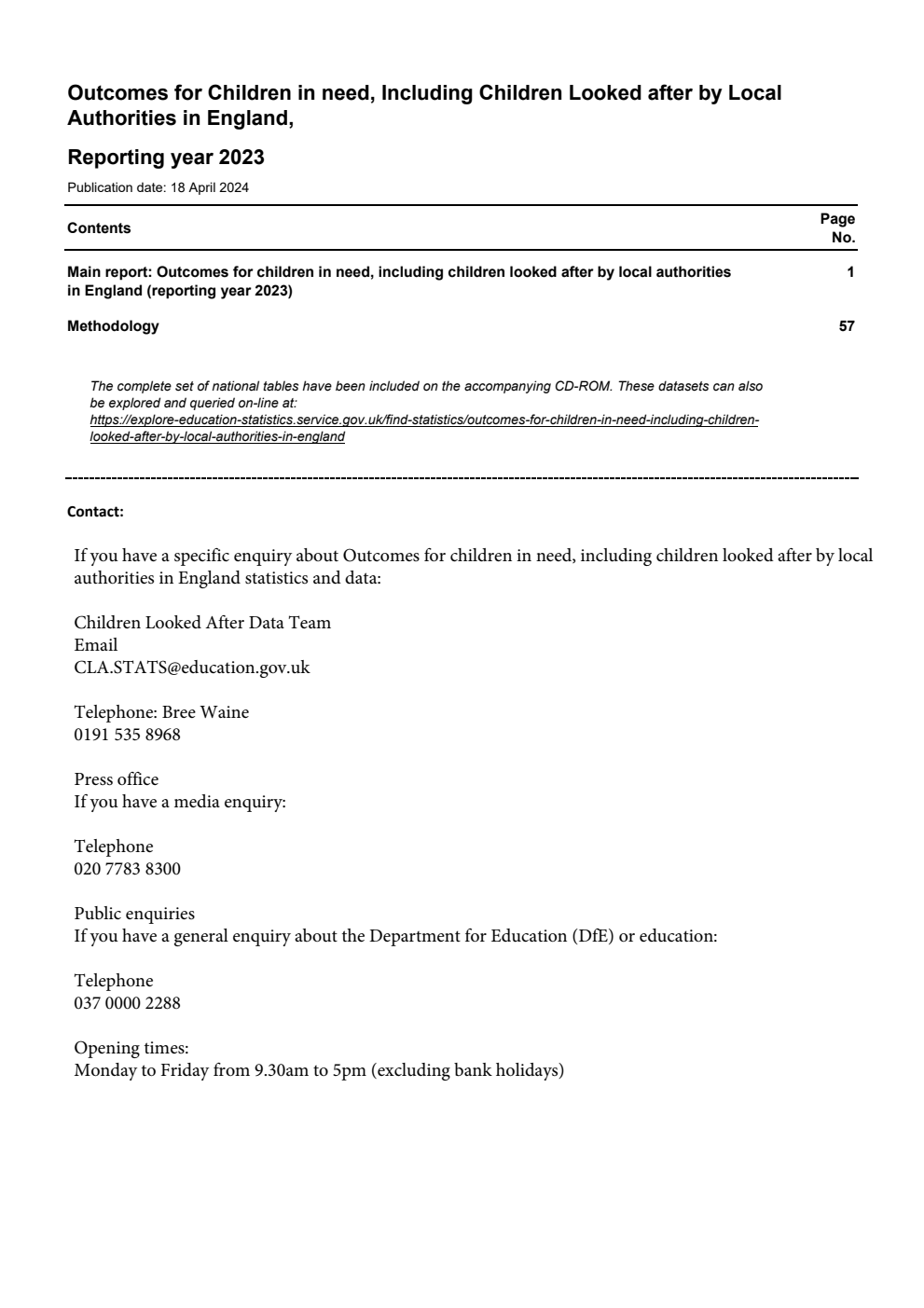 Outcomes for children in need, including children looked after by local authorities in England, Reporting year 2023