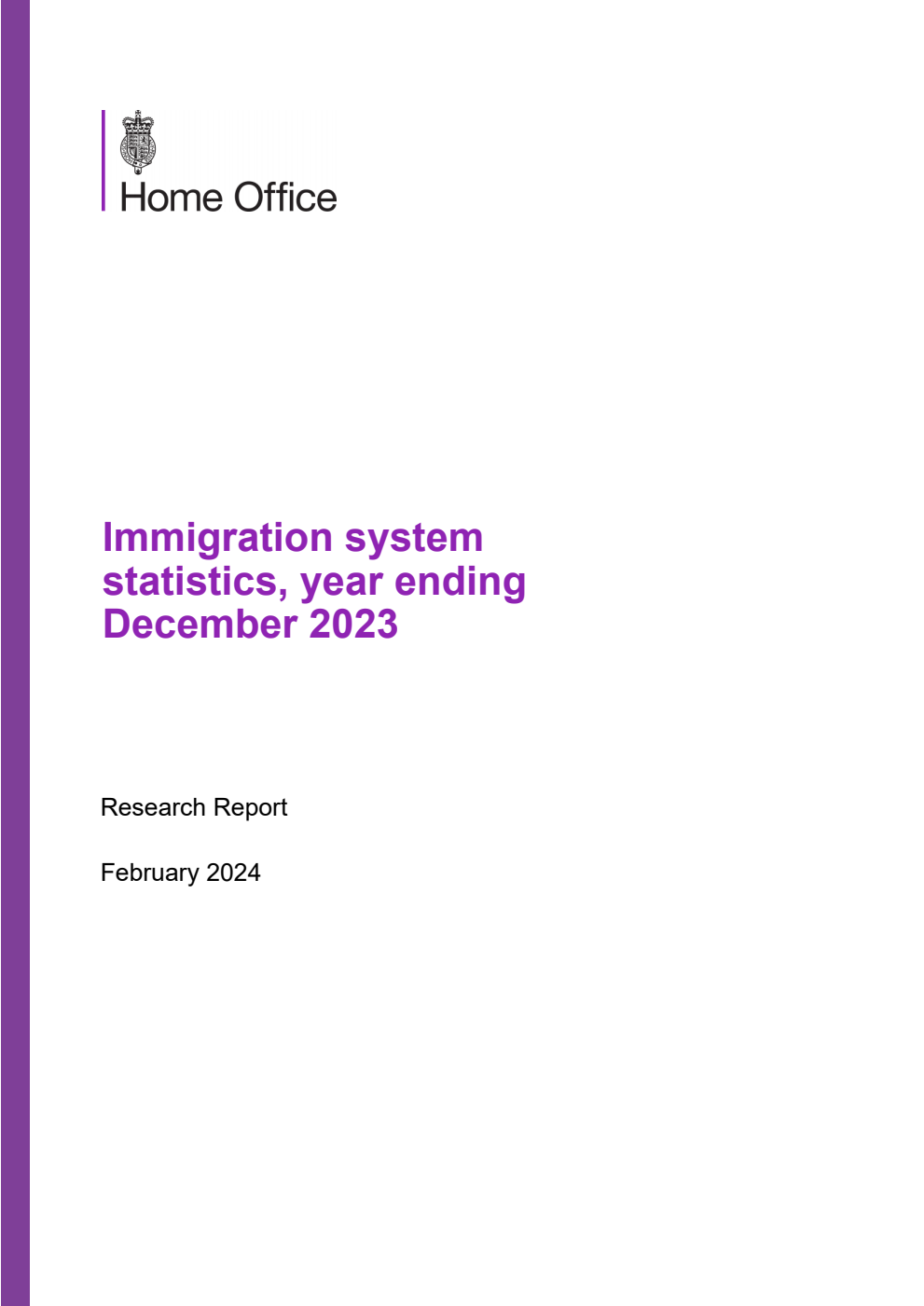 Home Office Research Report Immigration system statistics, year ending December 2023