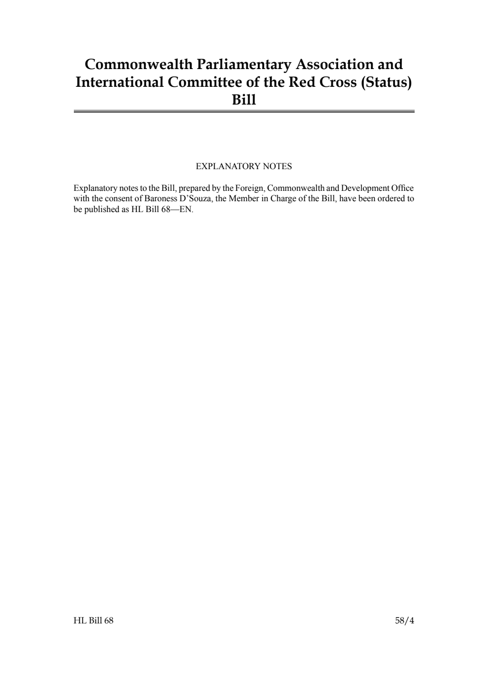 Commonwealth Parliamentary Association and International Committee of the Red Cross (Status) Bill