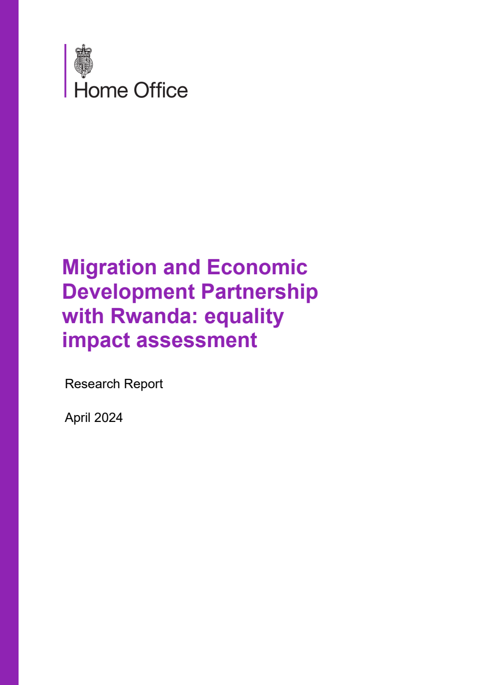 Home Office Research Report Migration and Economic Development Partnership with Rwanda: equality impact assessment