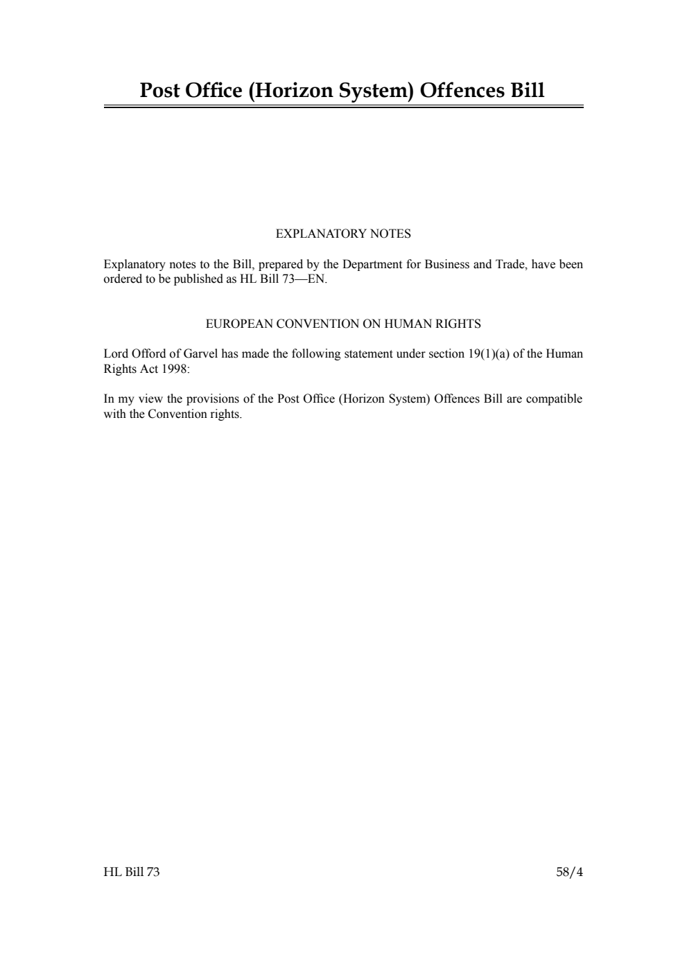 Post Office (Horizon System) Offences Bill