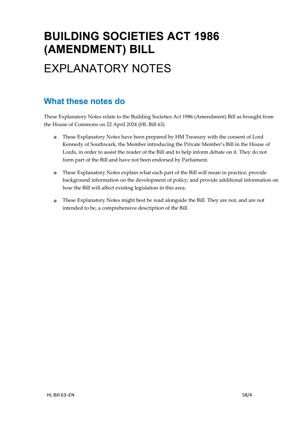 Building Societies Act 1986 (Amendment) Bill Explanatory Notes