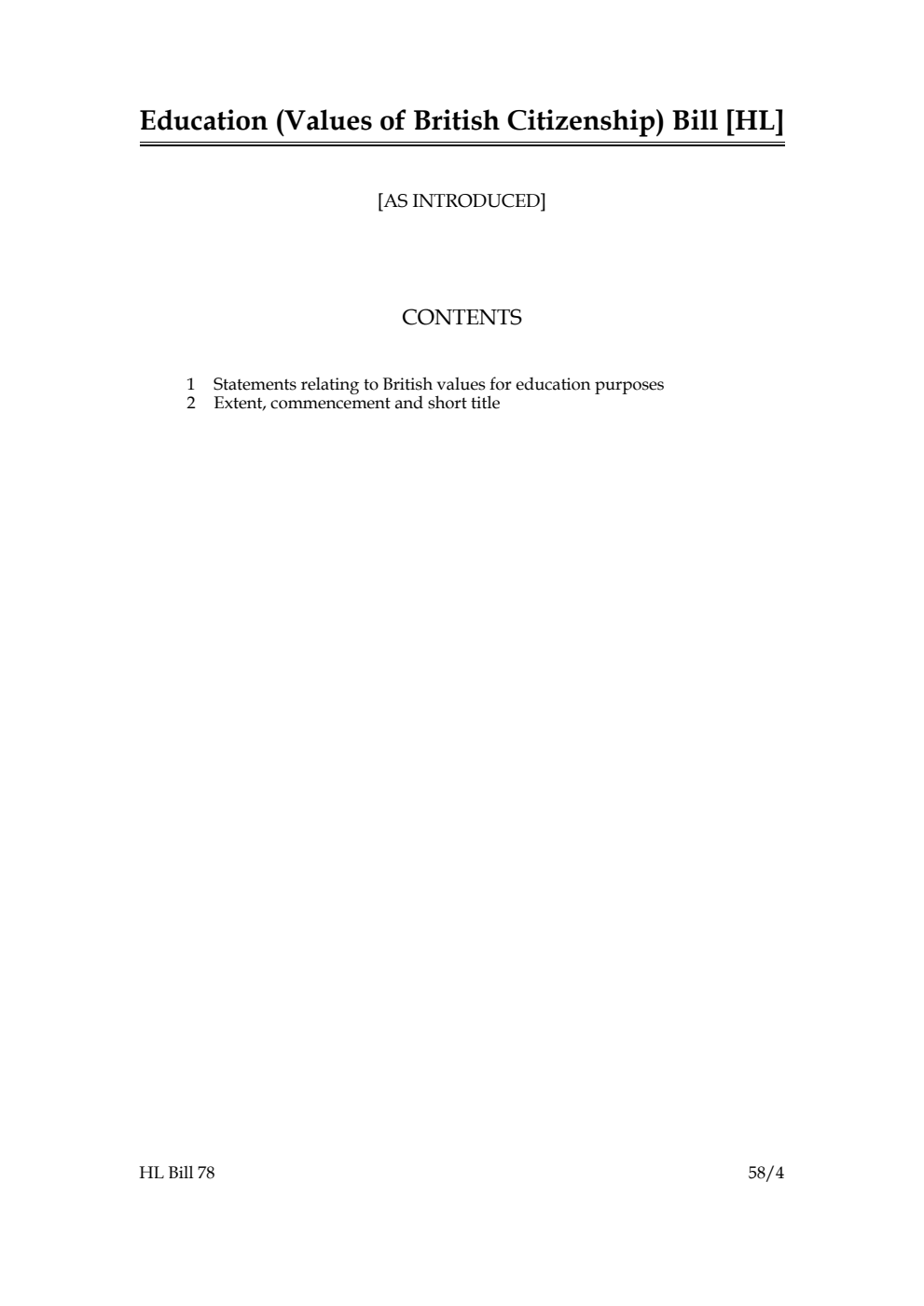 Education (Values of British Citizenship) Bill