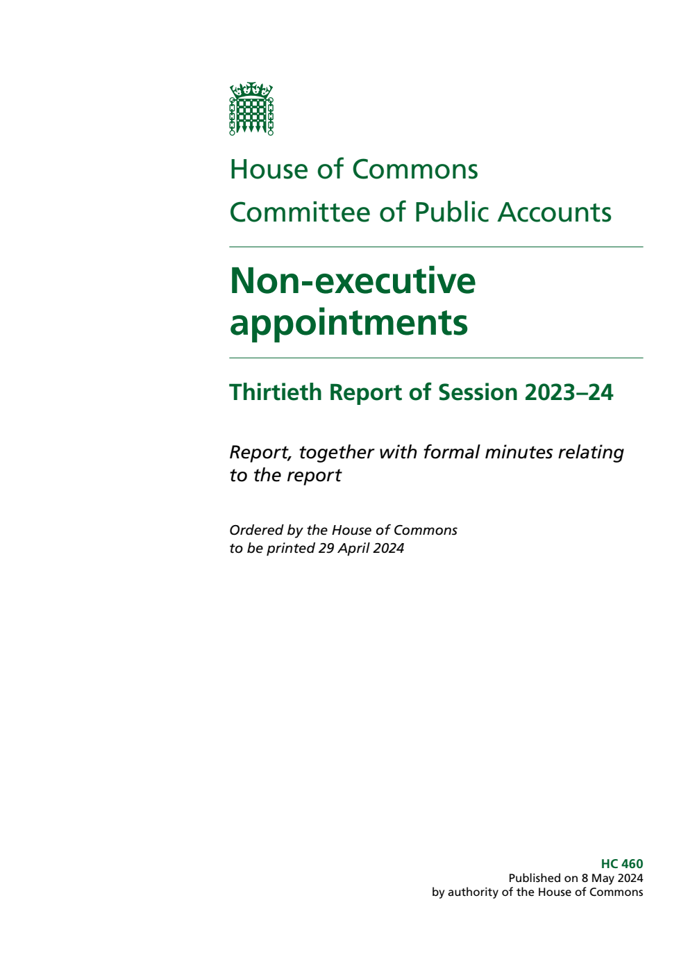 Public Accounts Committee 30th Report. Non-executive appointments Volume 1. Report