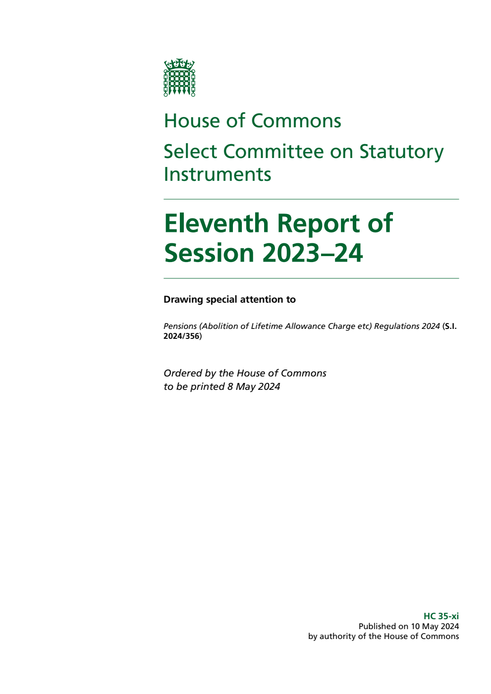 Statutory Instruments Committee 11th Report of Session 2023-24