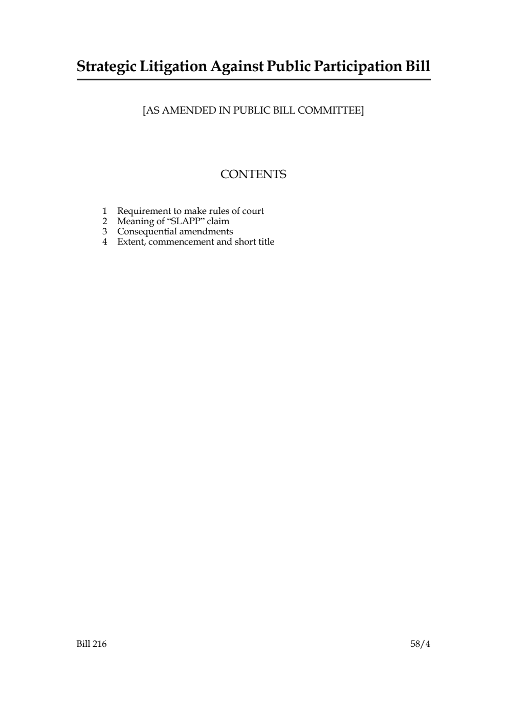 Strategic Litigation Against Public Participation Bill [as amended in Public Bill Committee]