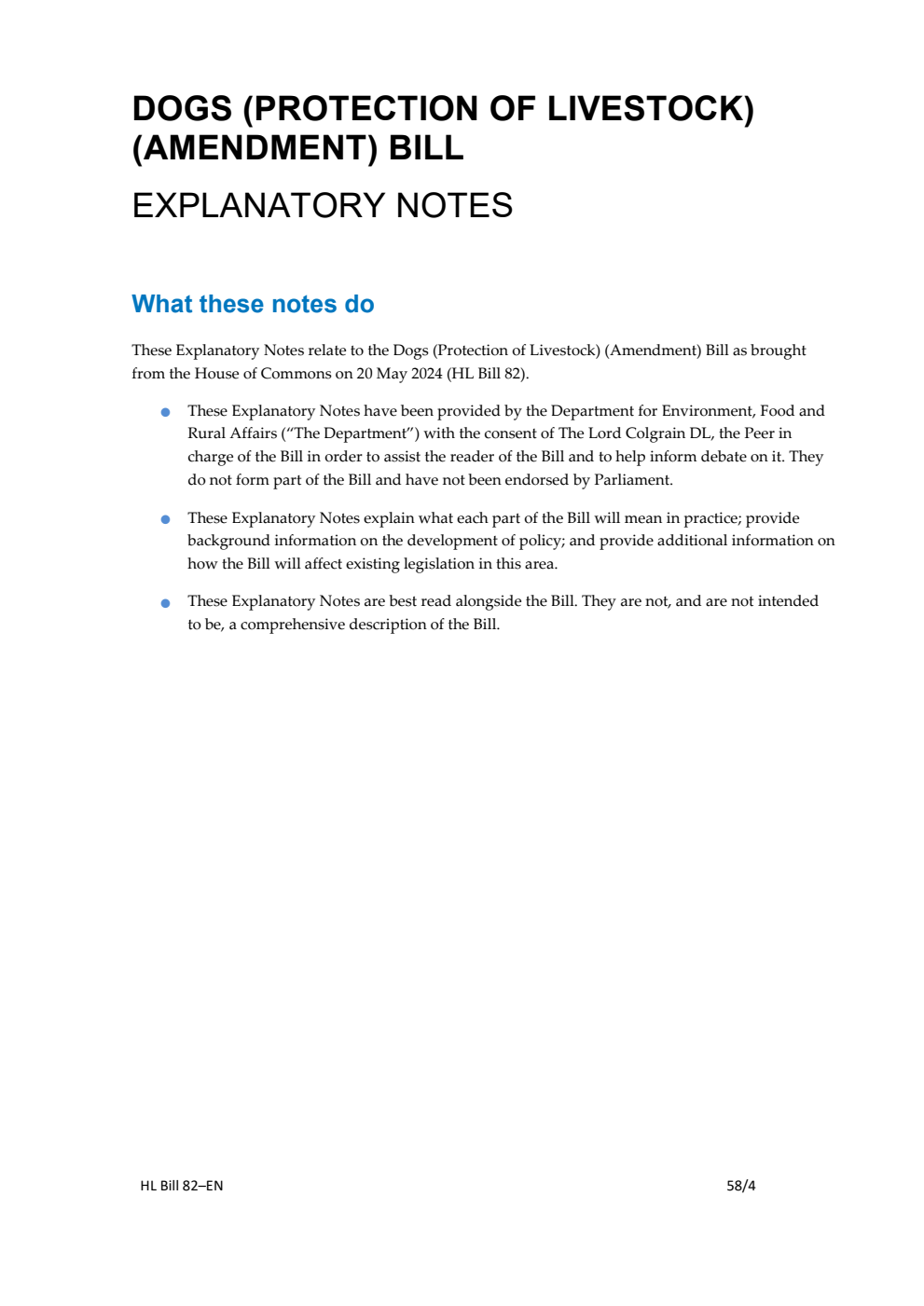 Dogs (Protection of Livestock) (Amendment) Bill Explanatory Notes