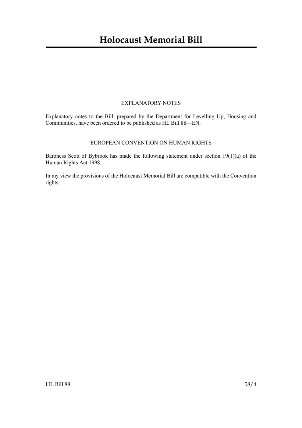 Holocaust Memorial Bill