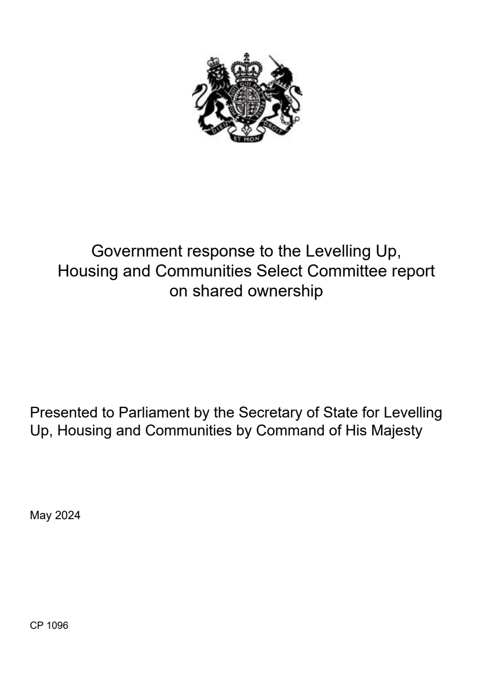Government response to the Levelling Up, Housing and Communities Select Committee report on shared ownership
