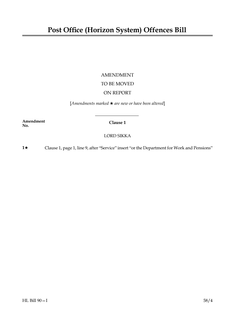 Post Office (Horizon System) Offences Bill Amendment to be moved on report