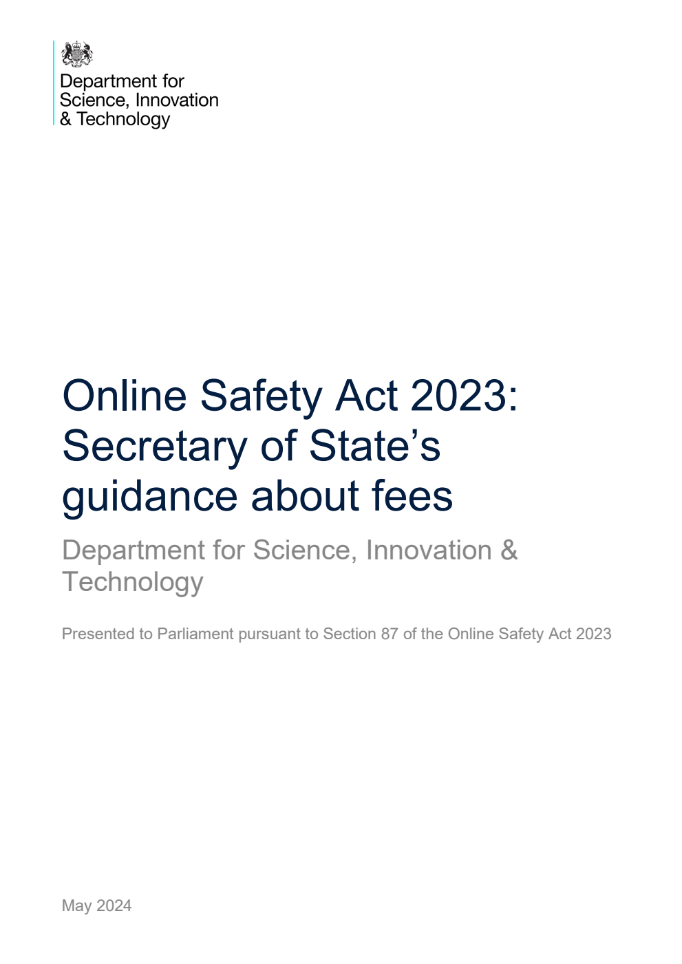 Online Safety Act 2023: Secretary of State’s guidance about fees