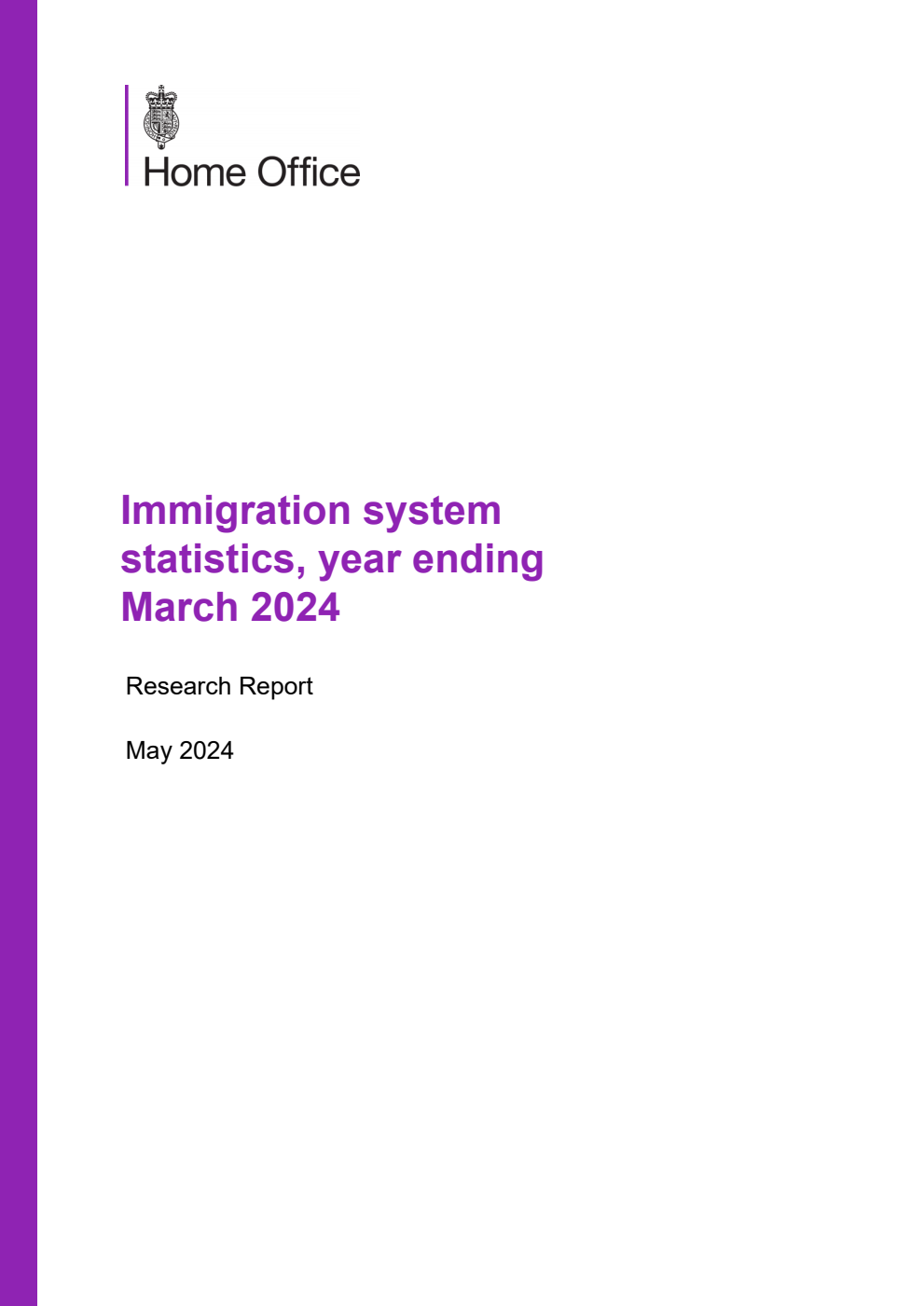Home Office Research Report Immigration system statistics year ending March 2024