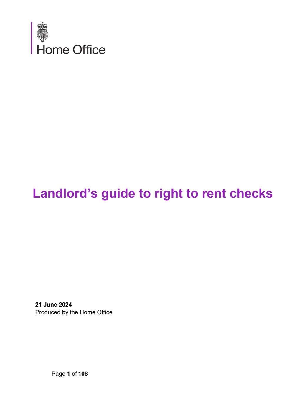 Landlord’s guide to right to rent checks. June 2024