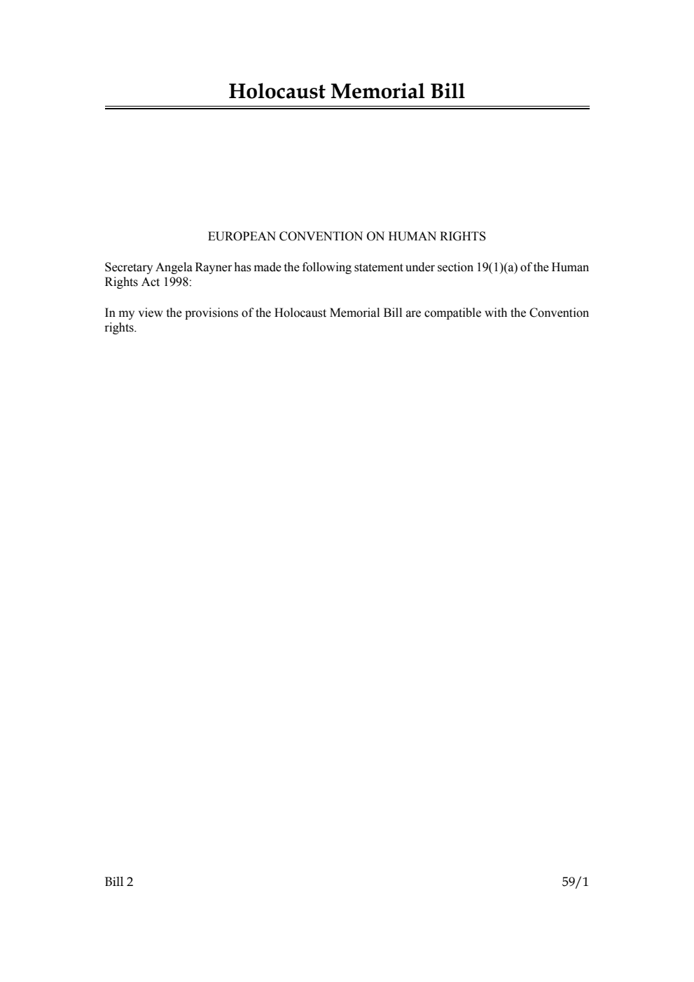 Holocaust Memorial Bill