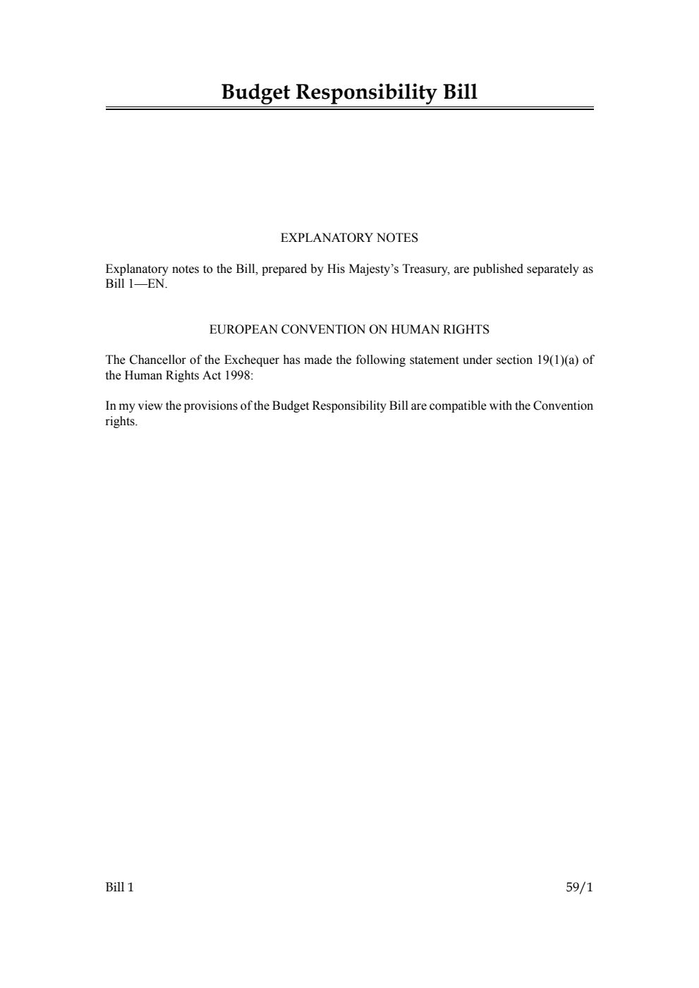 Budget Responsibility Bill