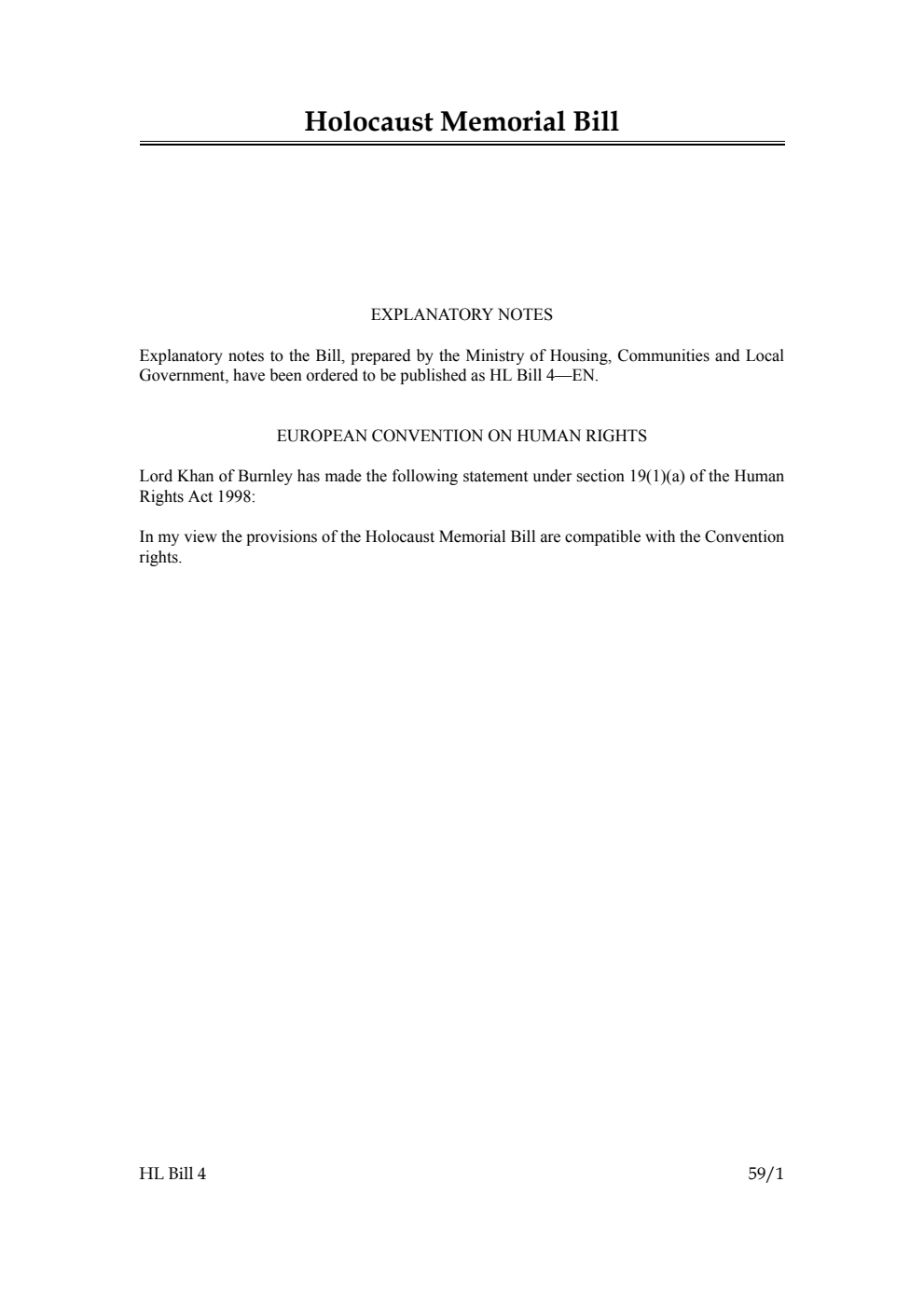 Holocaust Memorial Bill