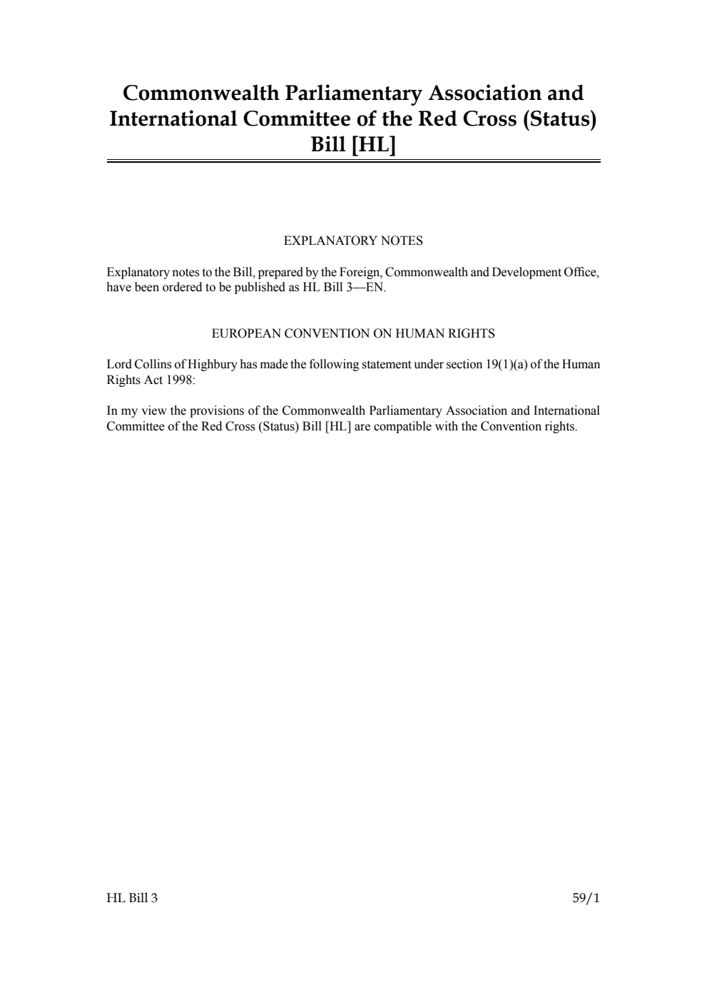 Commonwealth Parliamentary Association and International Committee of the Red Cross (Status) Bill