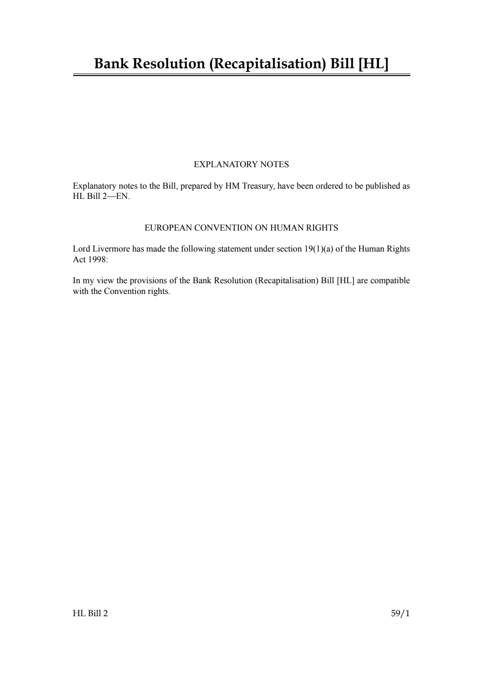Bank Resolution (Recapitalisation) Bill